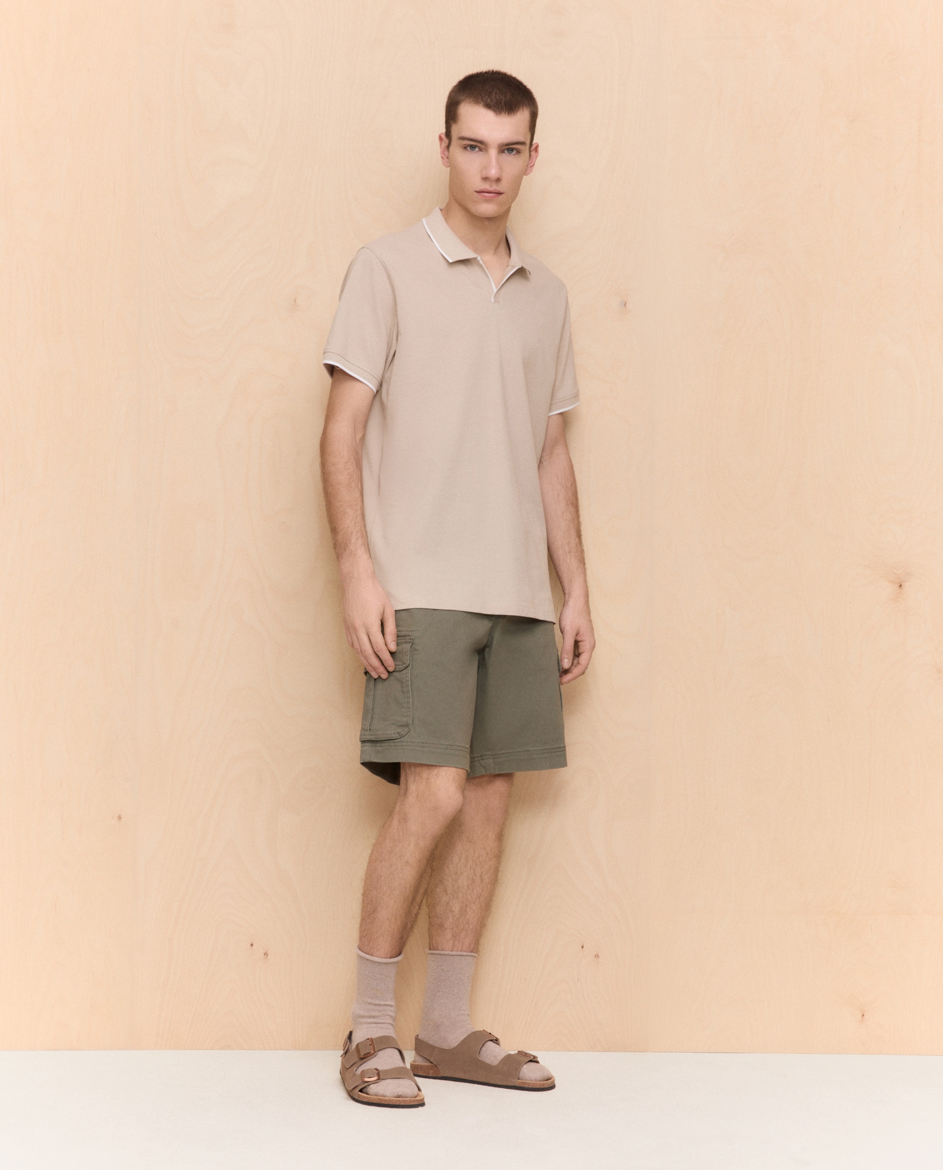 Bermudas Multibolsos em Algodão Stretch 520 Caqui-1