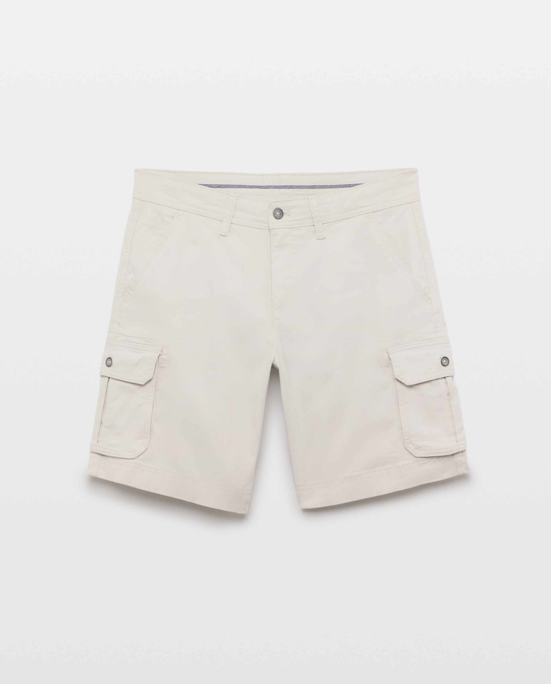Bermudas Multibolsos em Algodão Stretch Gelo-4