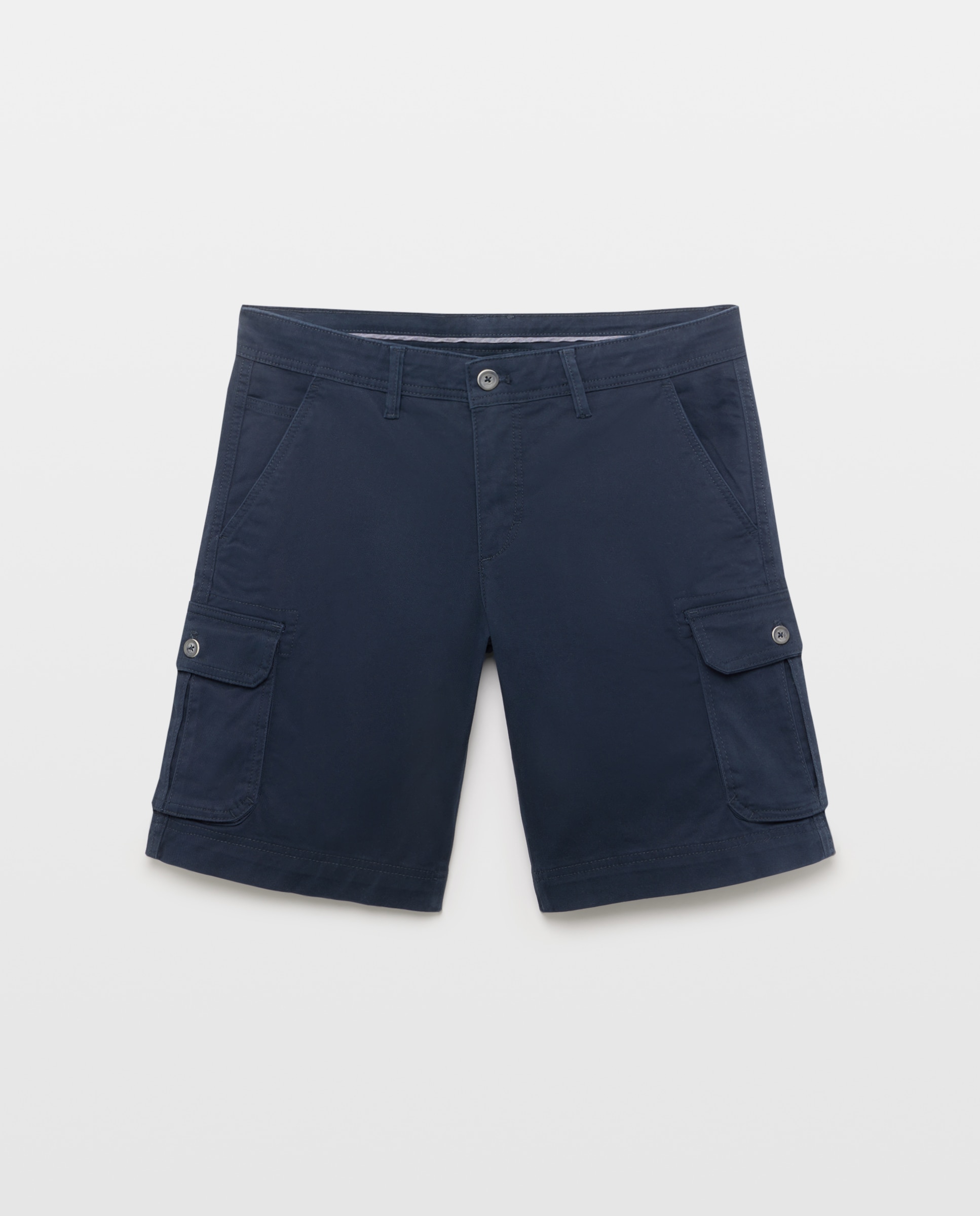 Bermudas Multibolsos em Algodão Stretch Azul-marinho-4