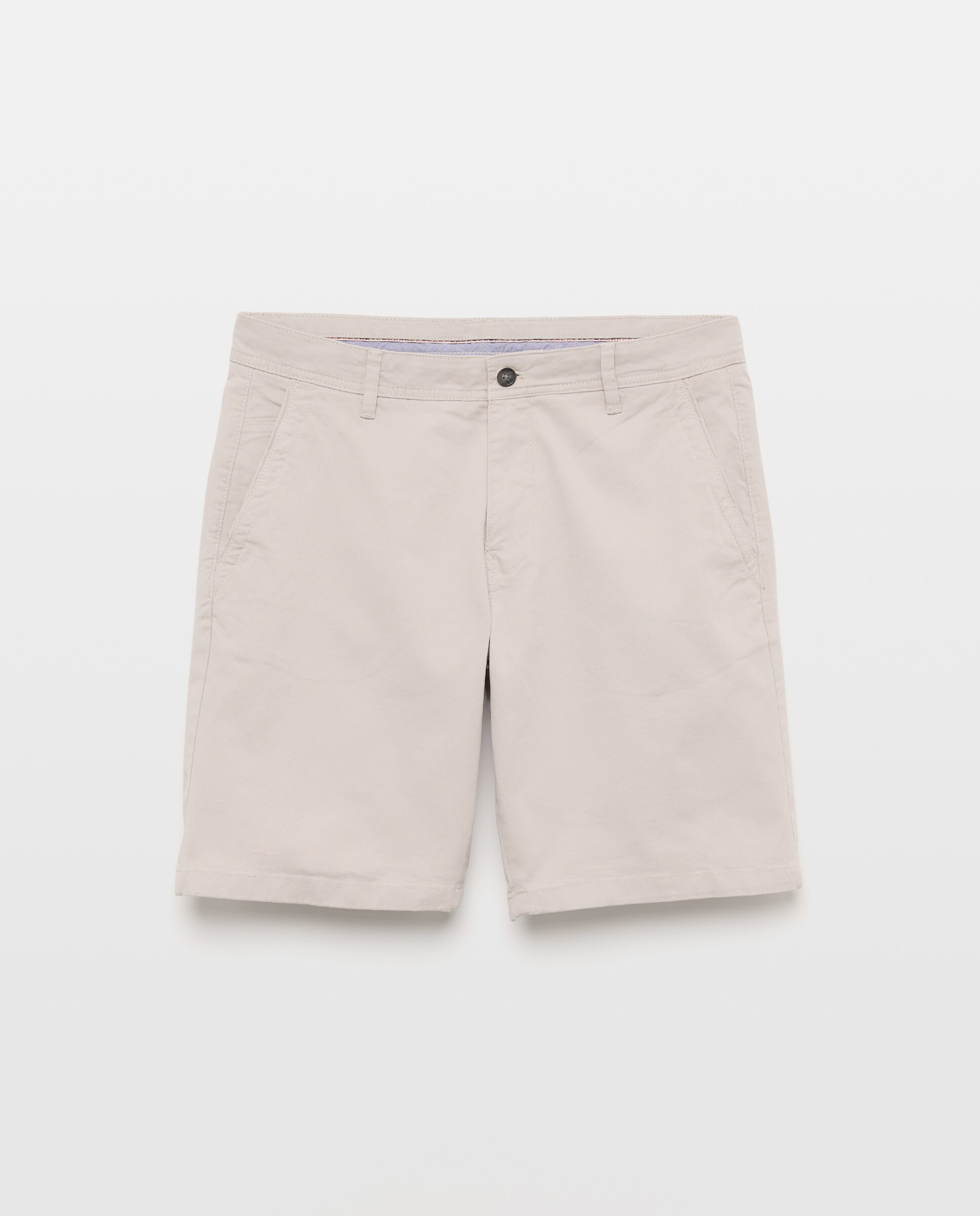 Bermudas Chino em Algodão Stretch Cinzento-claro-4
