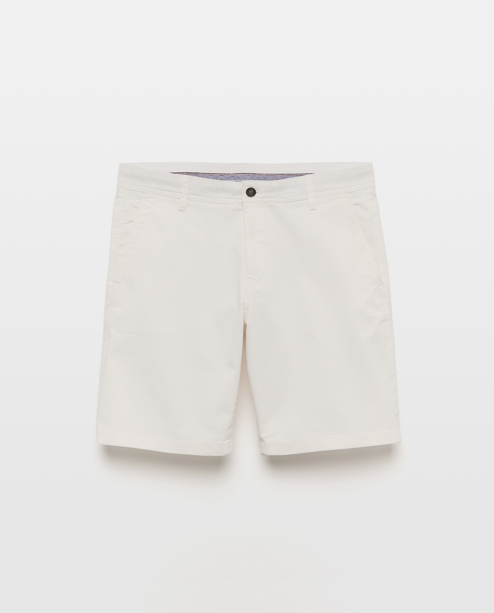 Bermudas Chino em Algodão Stretch Branco-marfim-4