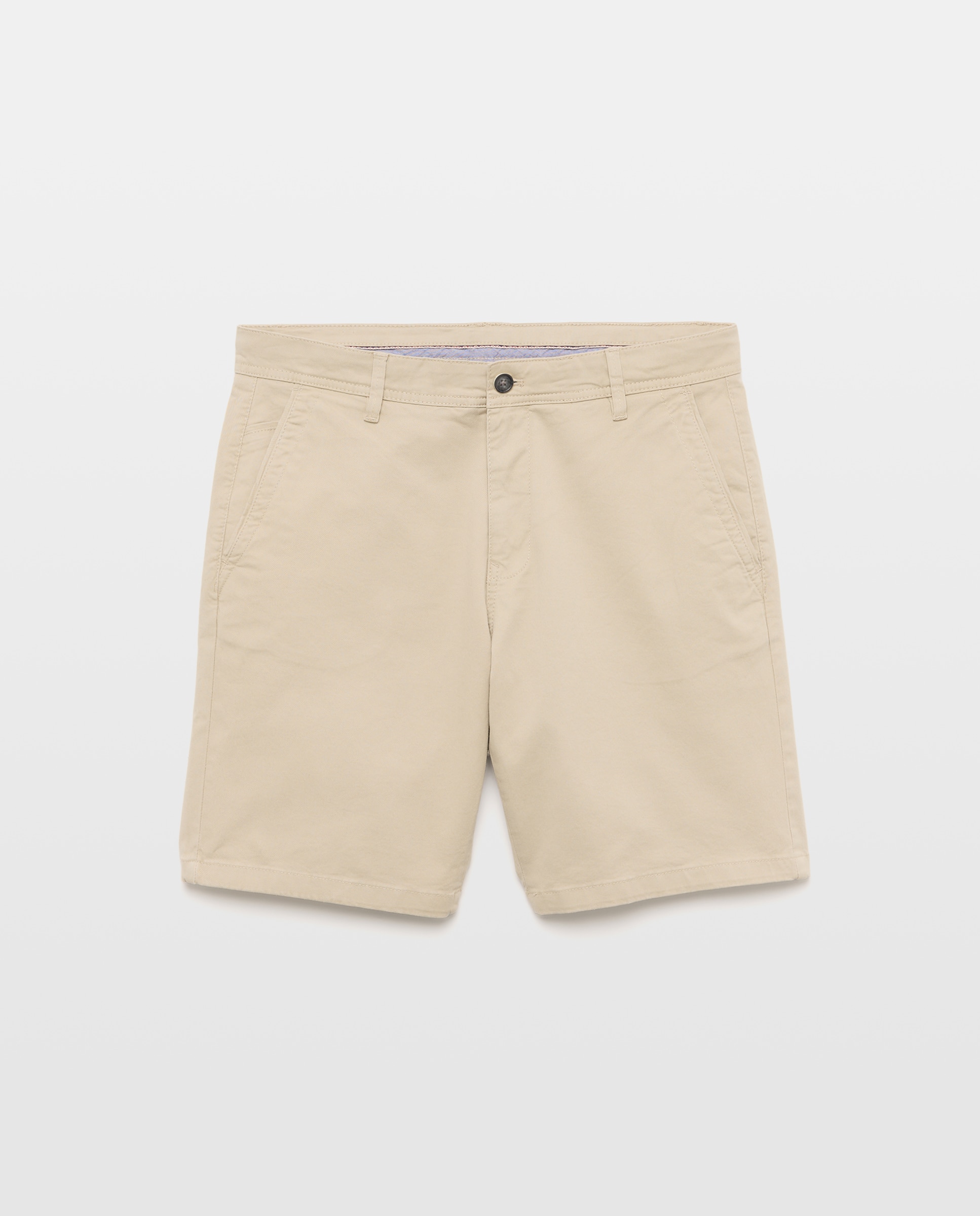 Bermudas Chino em Algodão Stretch Bege-4