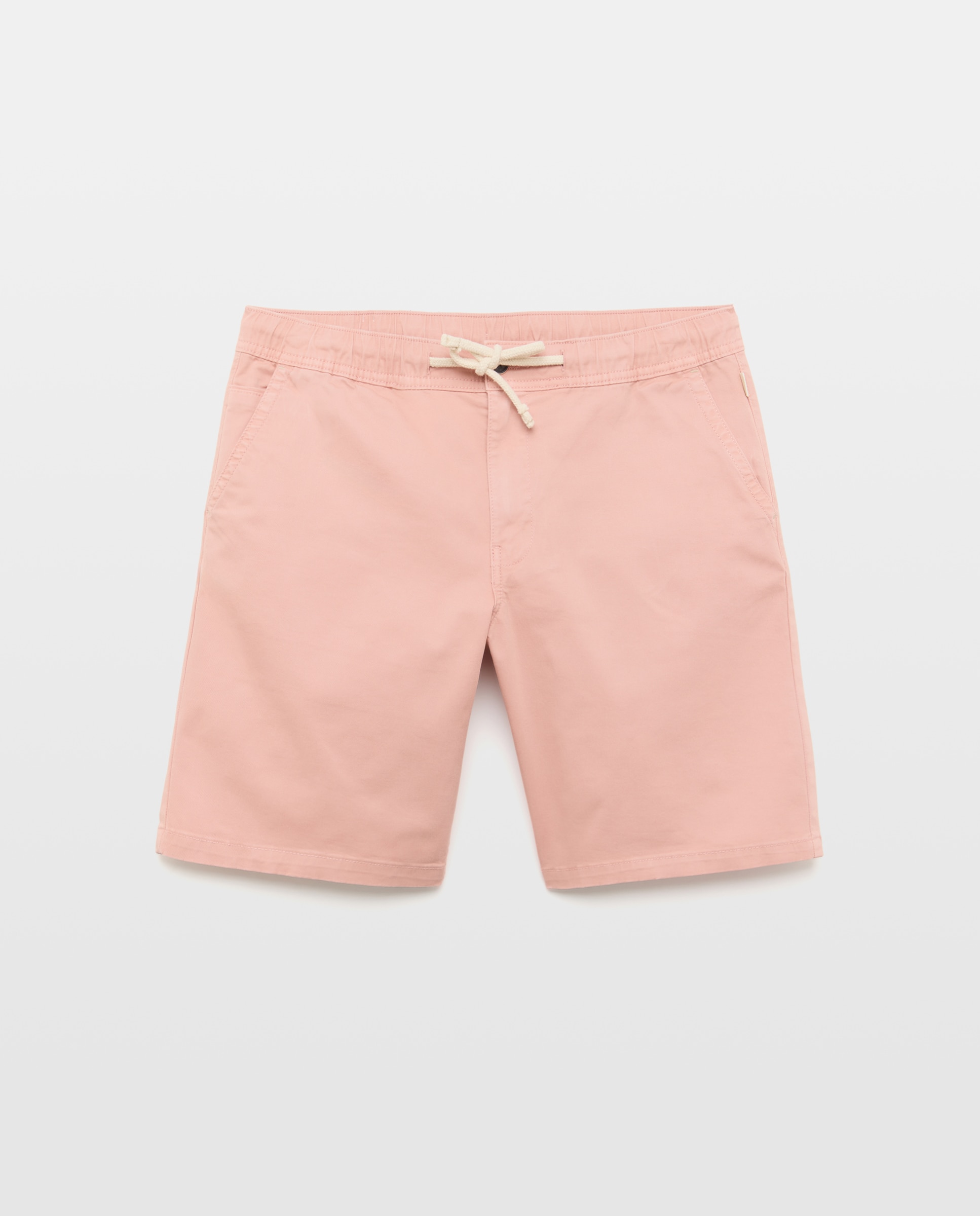 Bermudas de Algodão Stretch com Cordão Rosa-claro-4