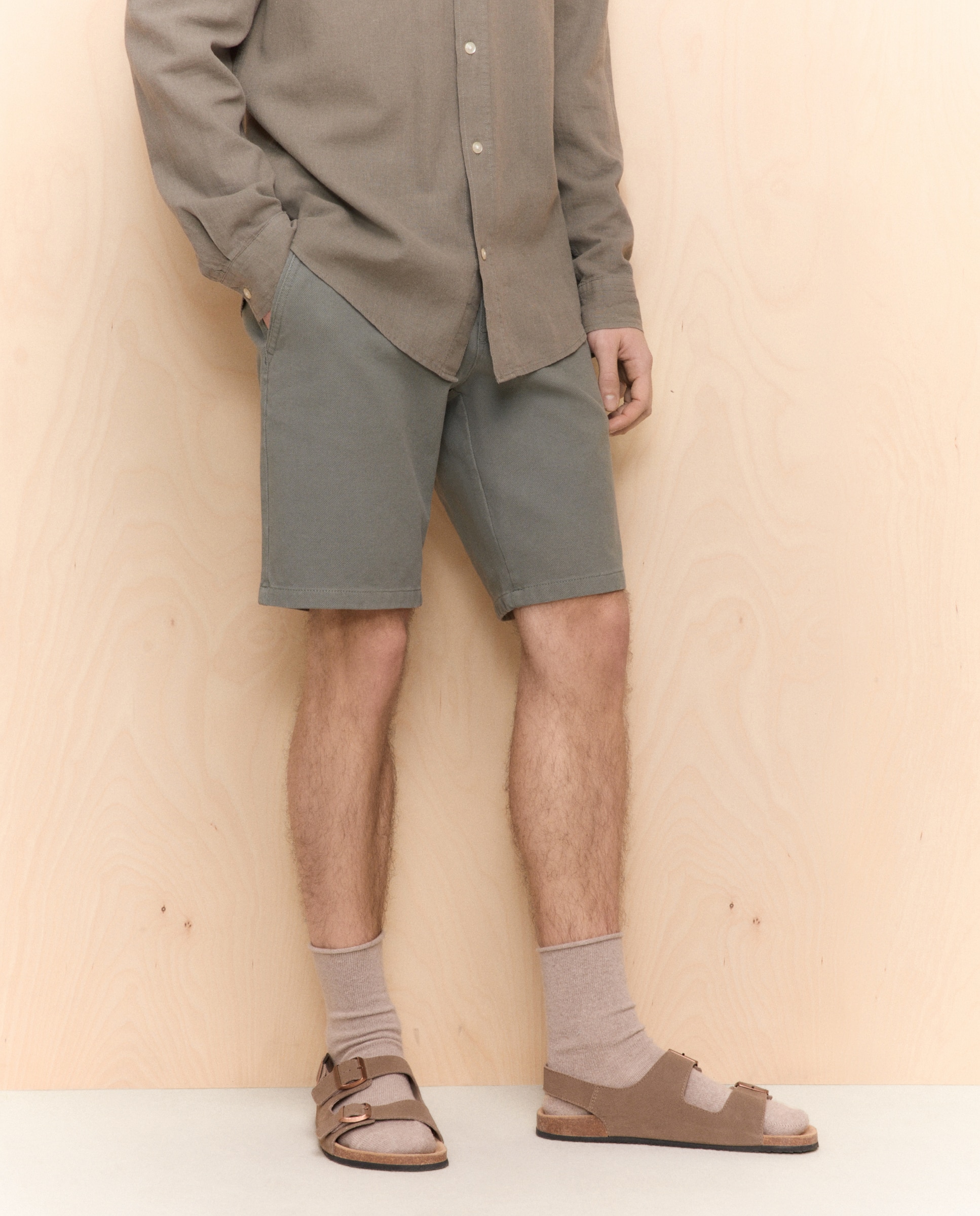 Bermudas Chino de Algodão Bi-stretch 520 Caqui-2