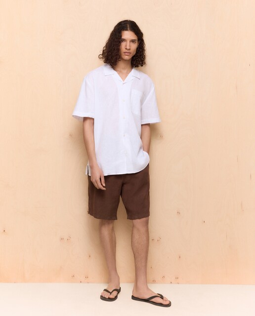 Bermuda 100% lino de hombre con cordón