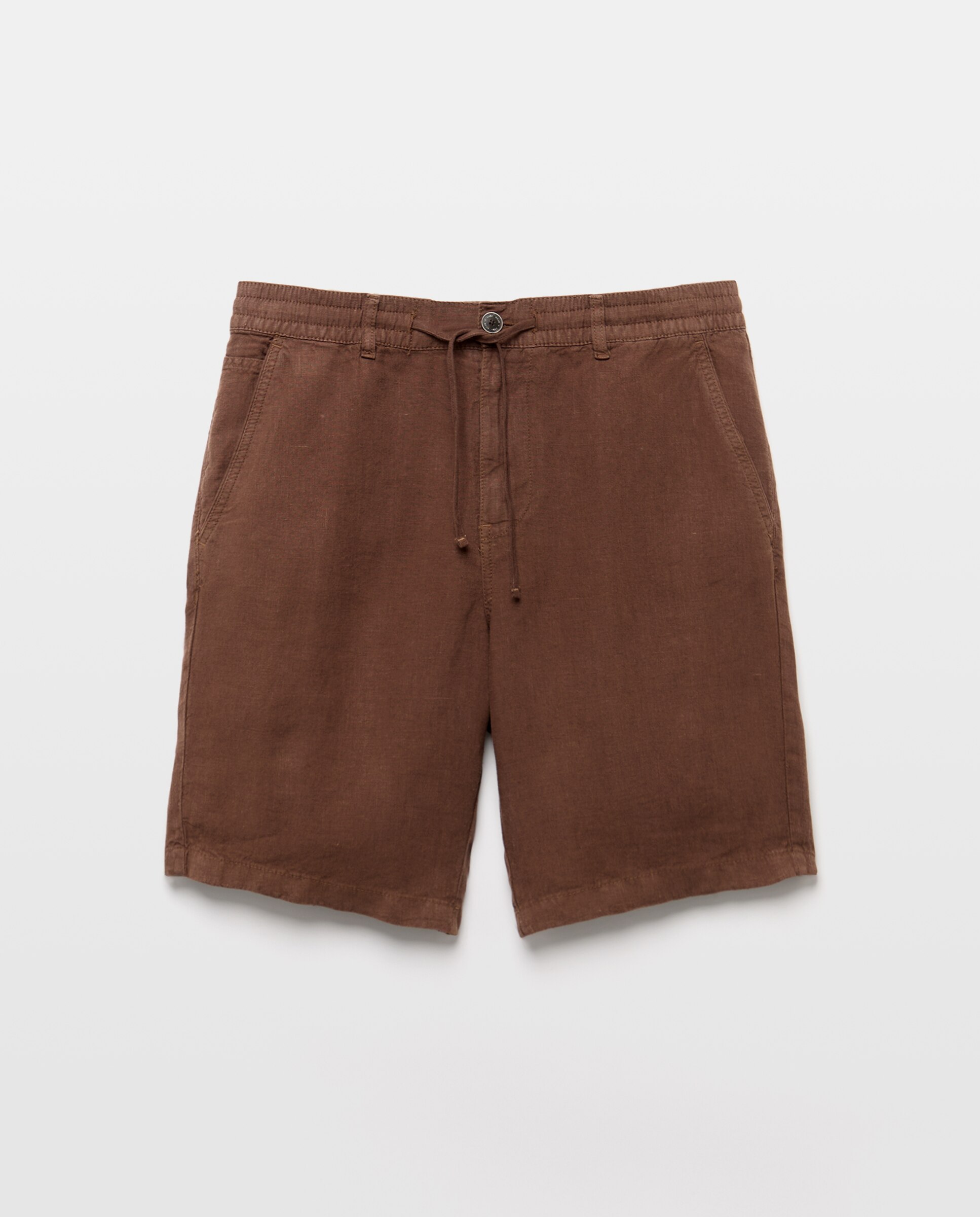 Bermudas Chino de Linho Castanho-4