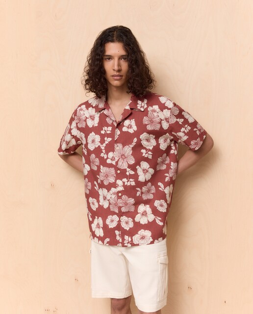 Camisa de hombre manga corta print floral bowling