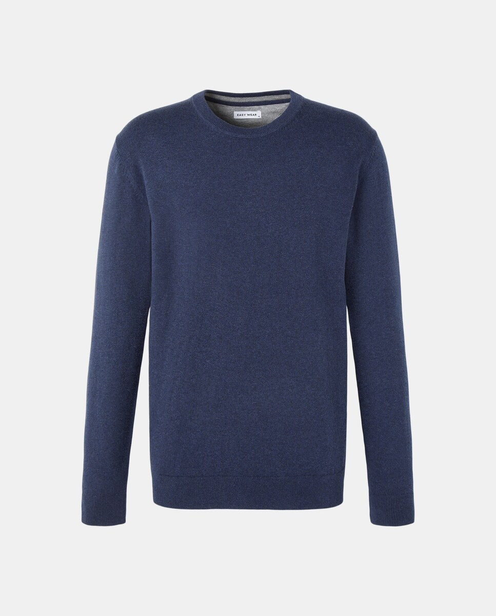 Camisola de Malha Lisa Azul-índigo-4