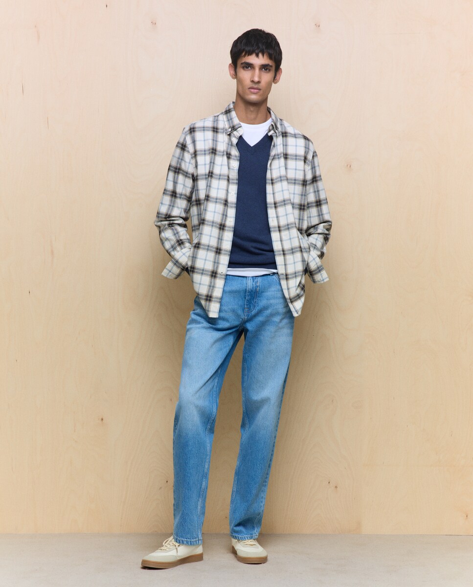 Camisola de Malha Lisa Azul-índigo-2