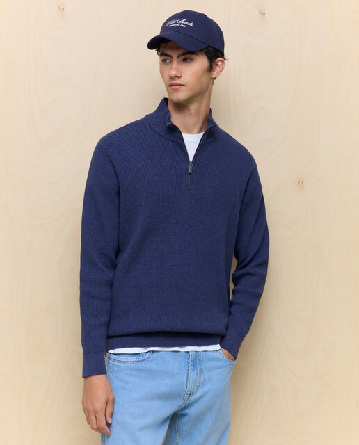 Jersey cuello cremallera de hombre