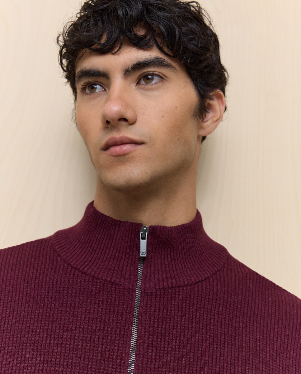 Jersey cuello cremallera de hombre XXL Burdeos
