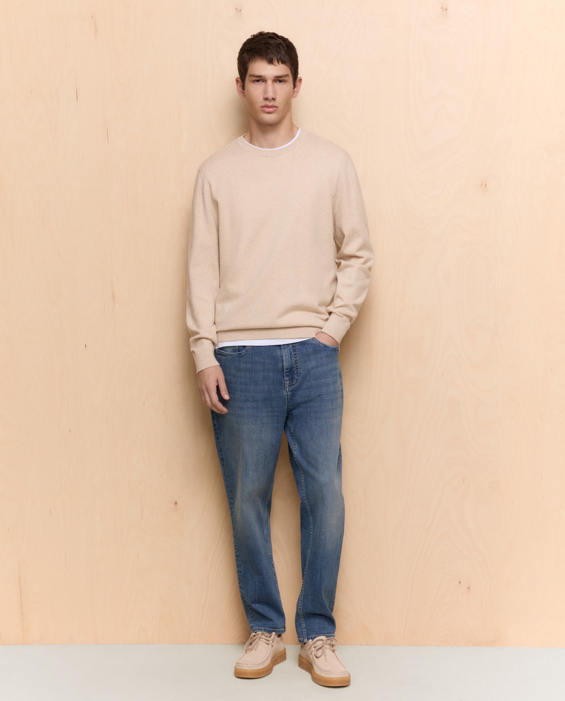 Jersey de hombre de cuello redondo - Easy Wear - Beige Beige-2
