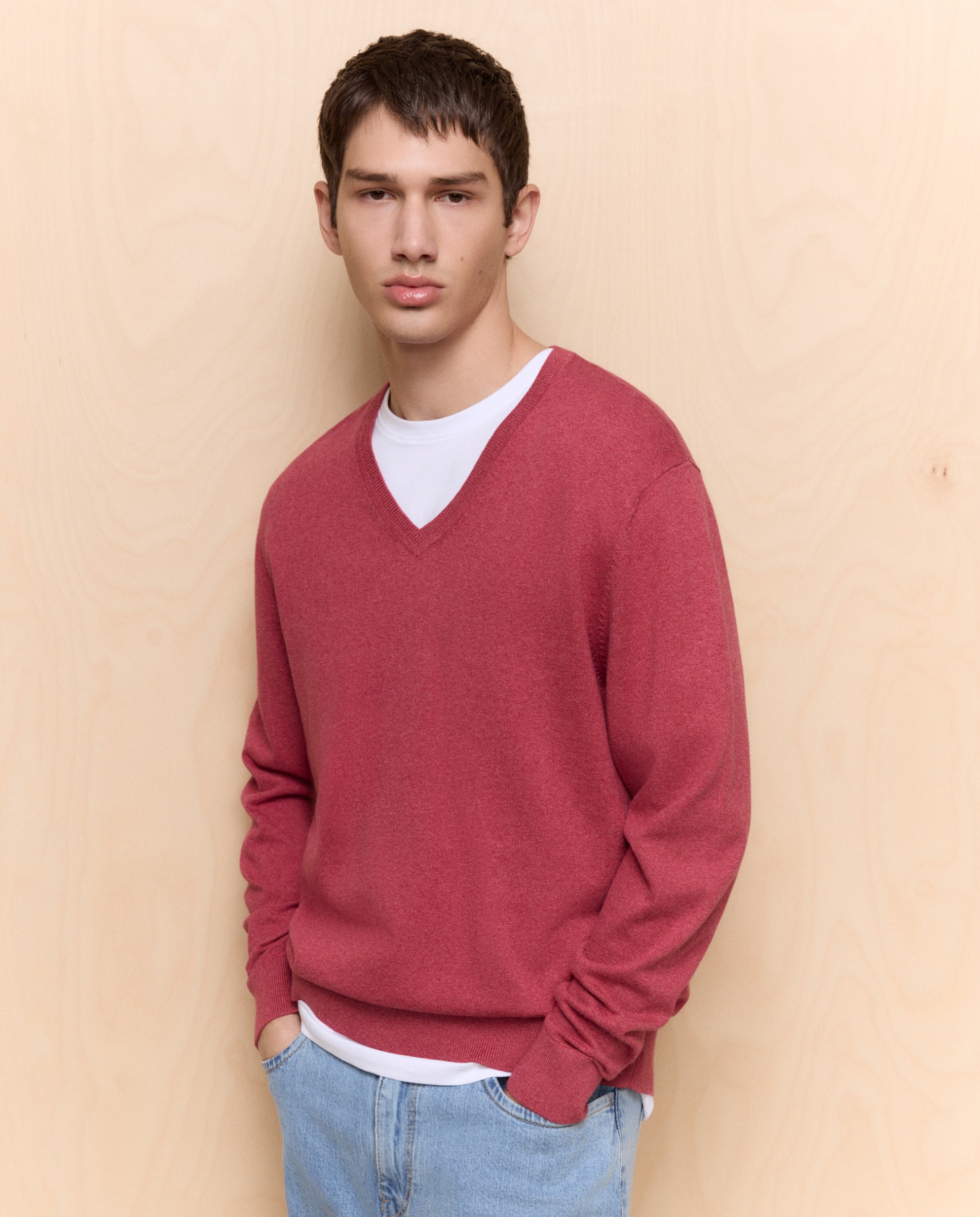 Camisola de Malha com Decote em Bico Cereja-4
