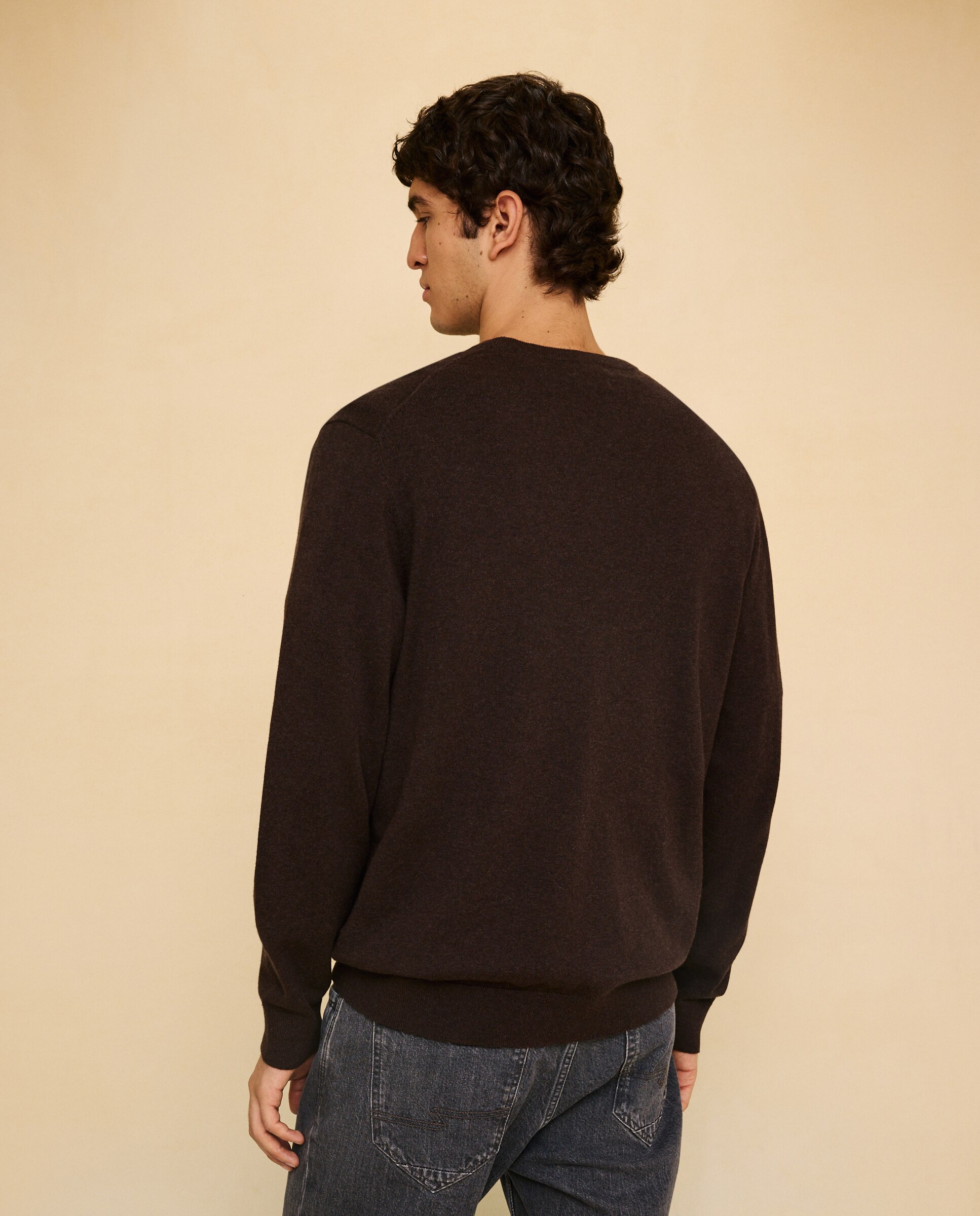 Jersey liso cuello redondo de hombre - Easy Wear - Marrón Marrón-3