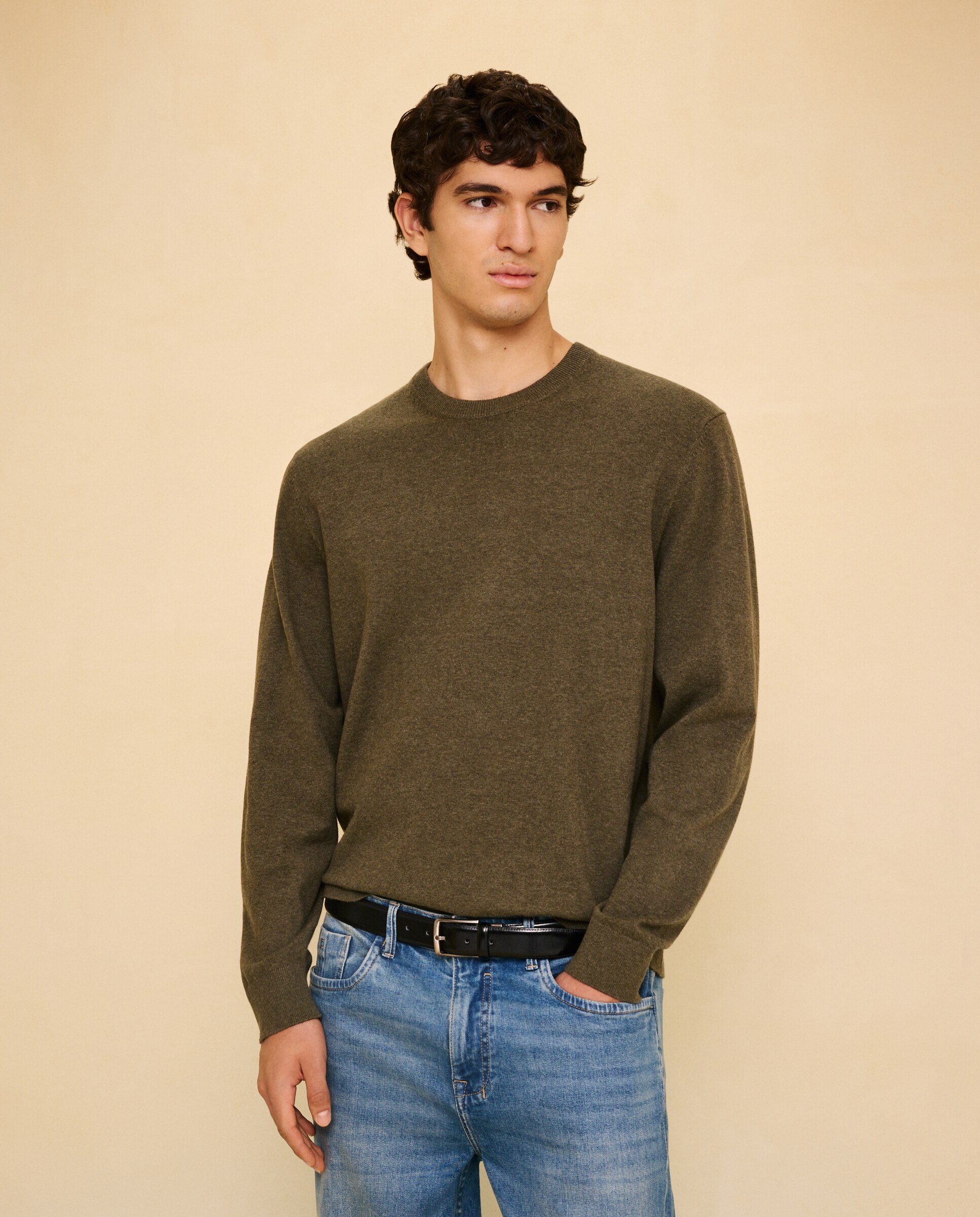 Jersey liso cuello redondo de hombre - Easy Wear - 580 Musgo 580 Musgo-1
