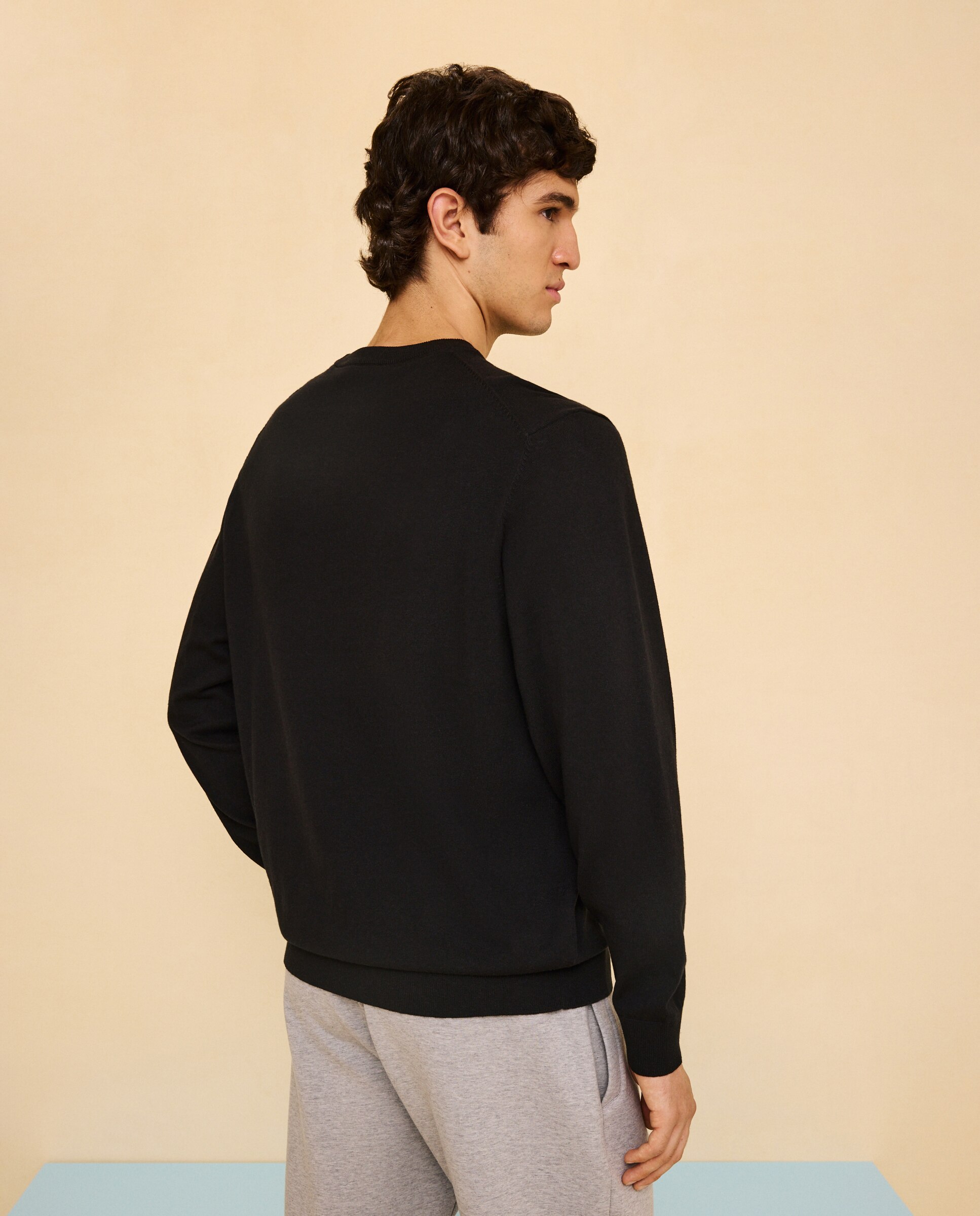 Jersey liso cuello redondo de hombre - Easy Wear - Negro Negro-3