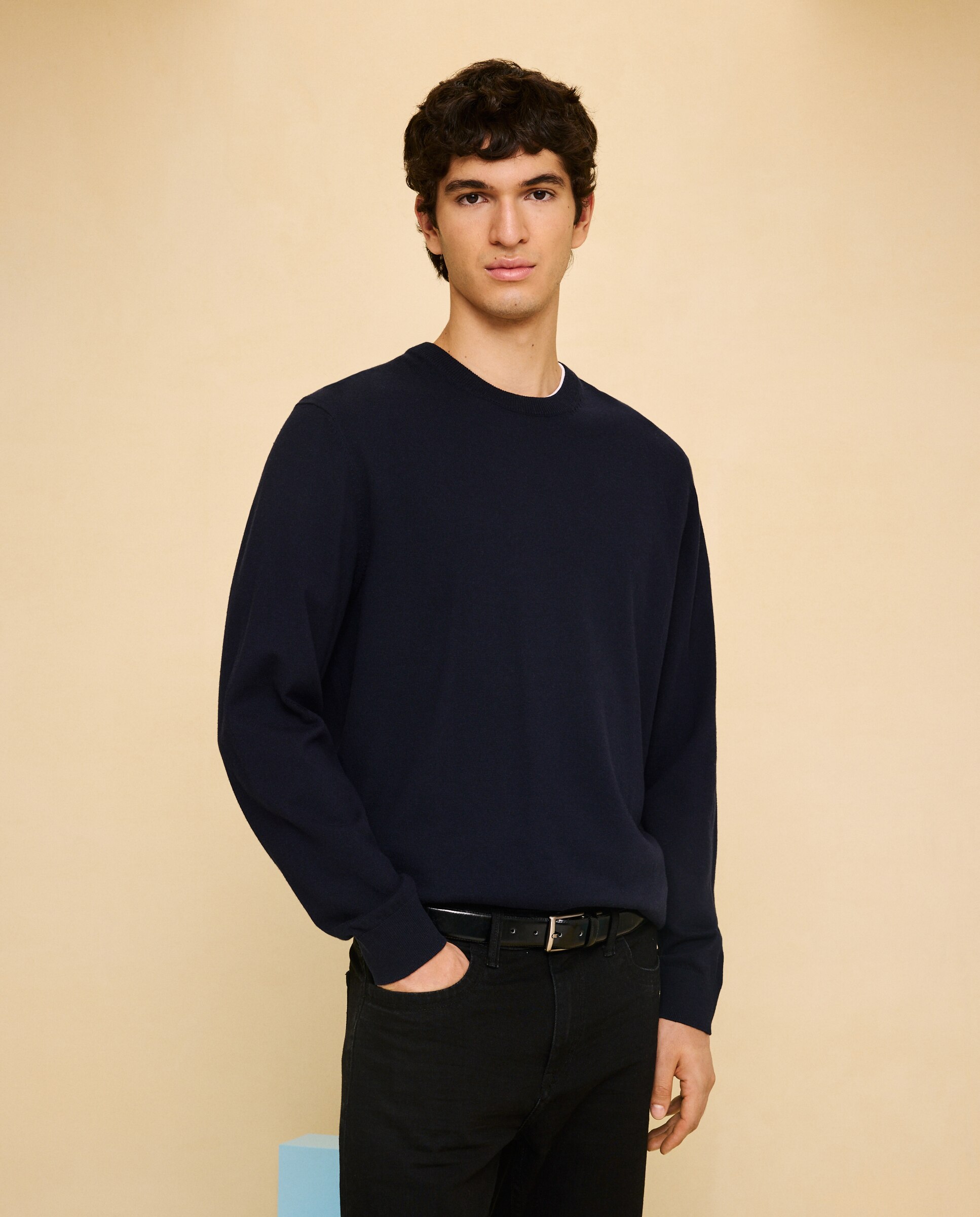 Jersey liso cuello redondo de hombre - Easy Wear - Azul marino Azul marino-2