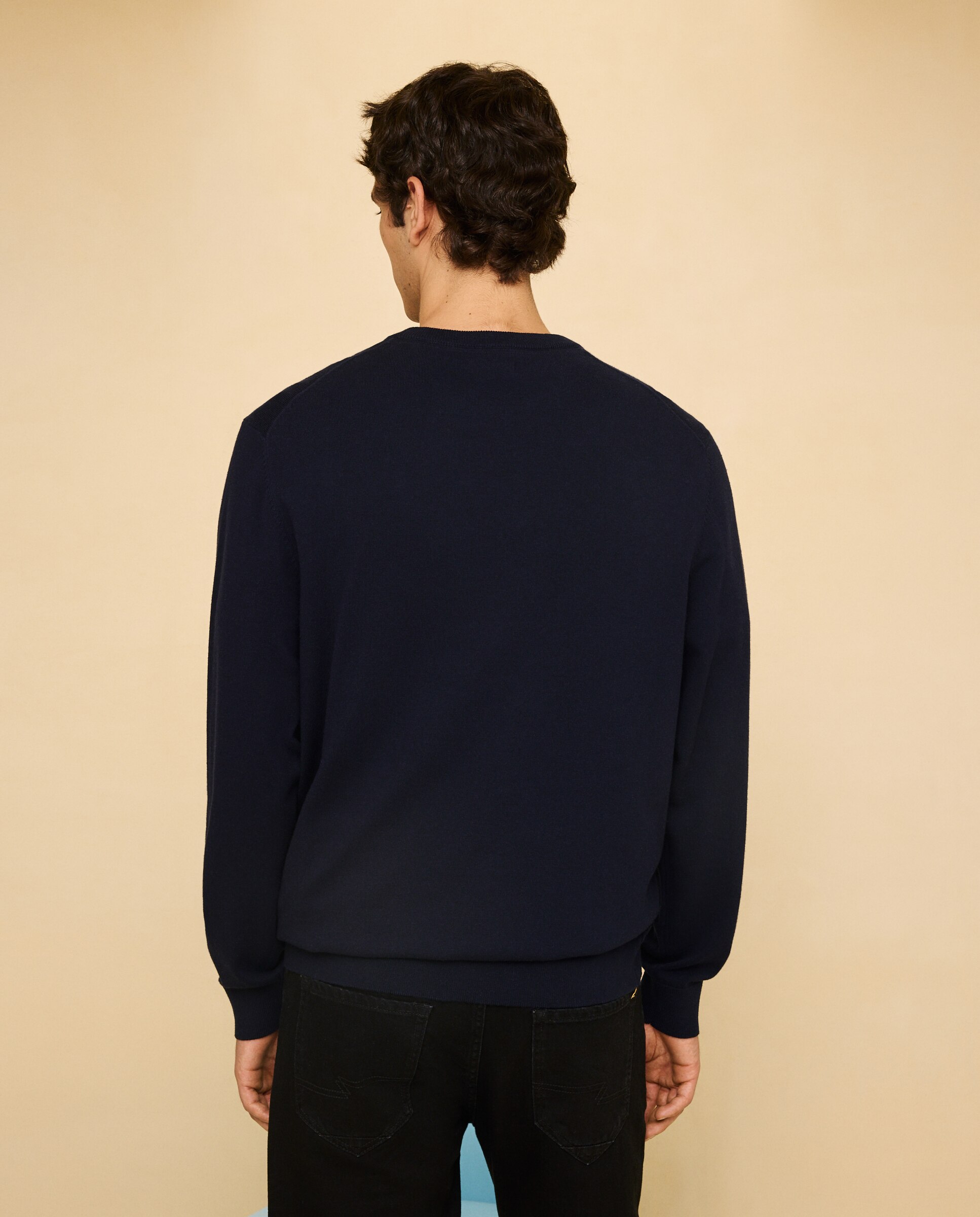 Jersey liso cuello redondo de hombre - Easy Wear - Azul marino Azul marino-3