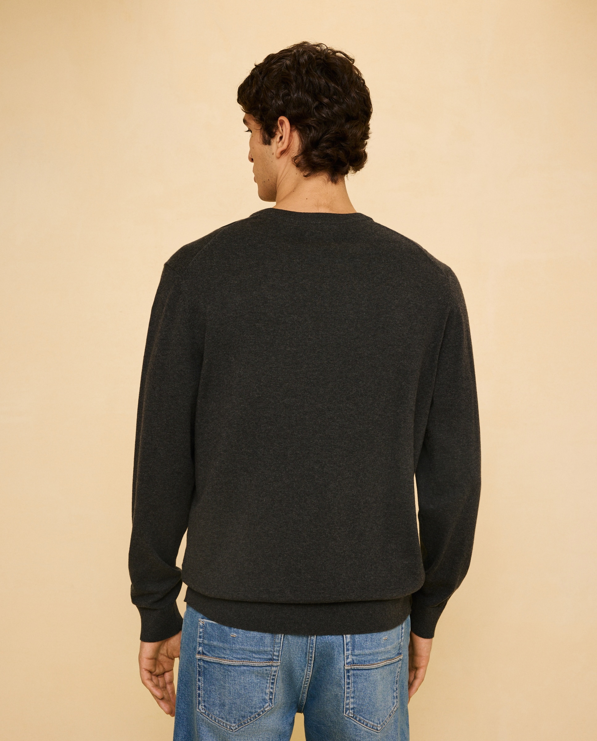 Jersey liso cuello redondo de hombre - Easy Wear - Gris oscuro Gris oscuro-3