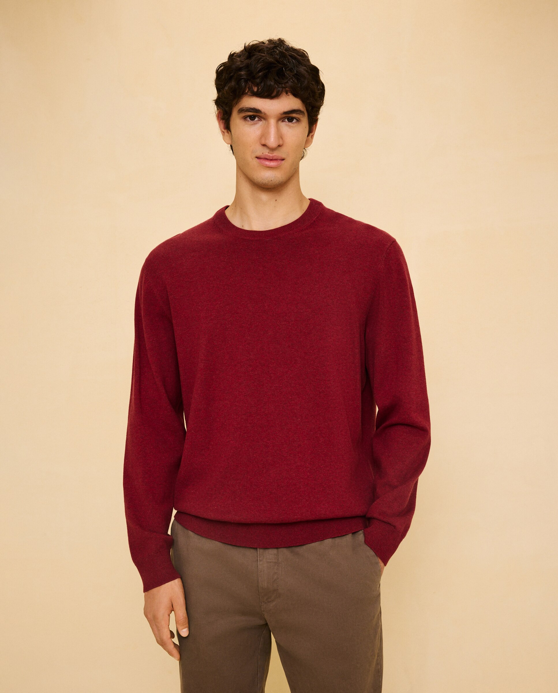 Jersey liso cuello redondo de hombre - Easy Wear - Burdeos Burdeos-1