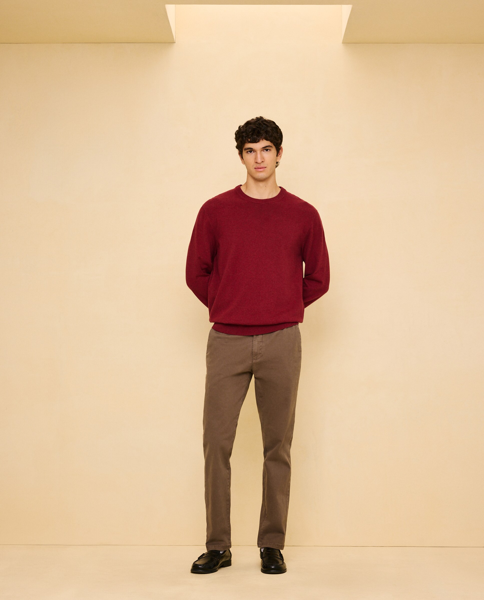 Jersey liso cuello redondo de hombre - Easy Wear - Burdeos Burdeos-2