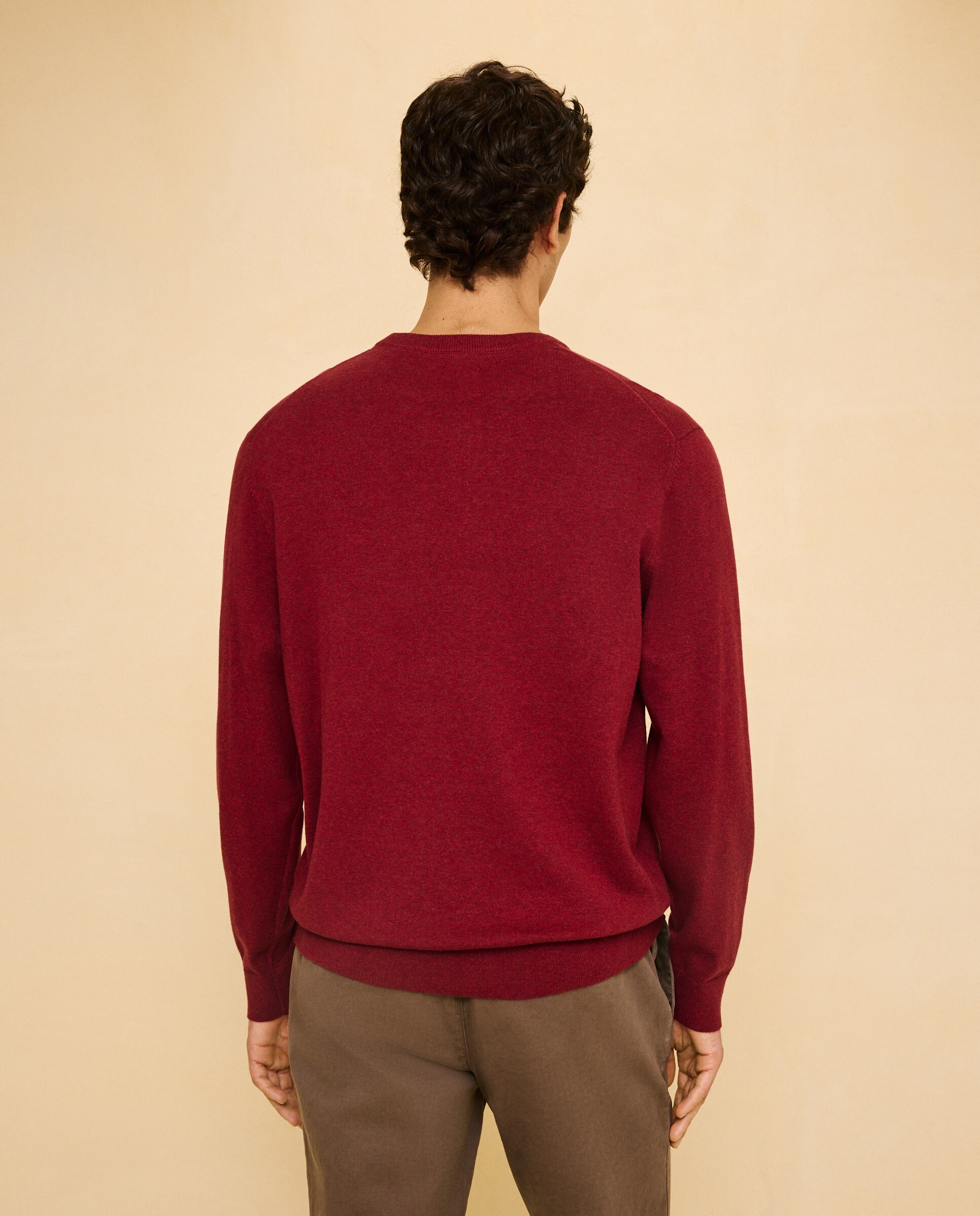 Jersey liso cuello redondo de hombre - Easy Wear - Burdeos Burdeos-3