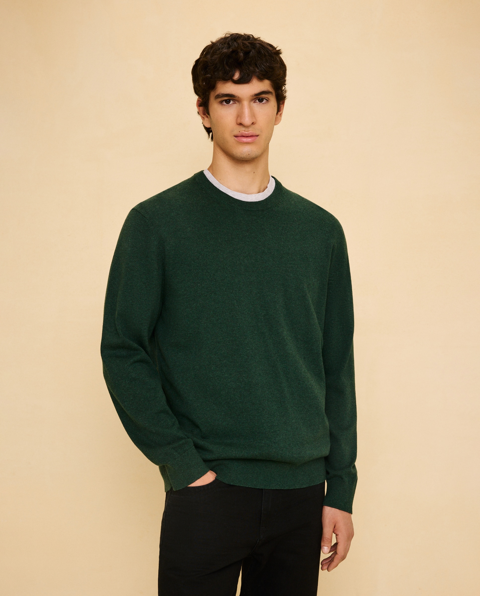 Jersey liso cuello redondo de hombre - Easy Wear - Verde Verde-1