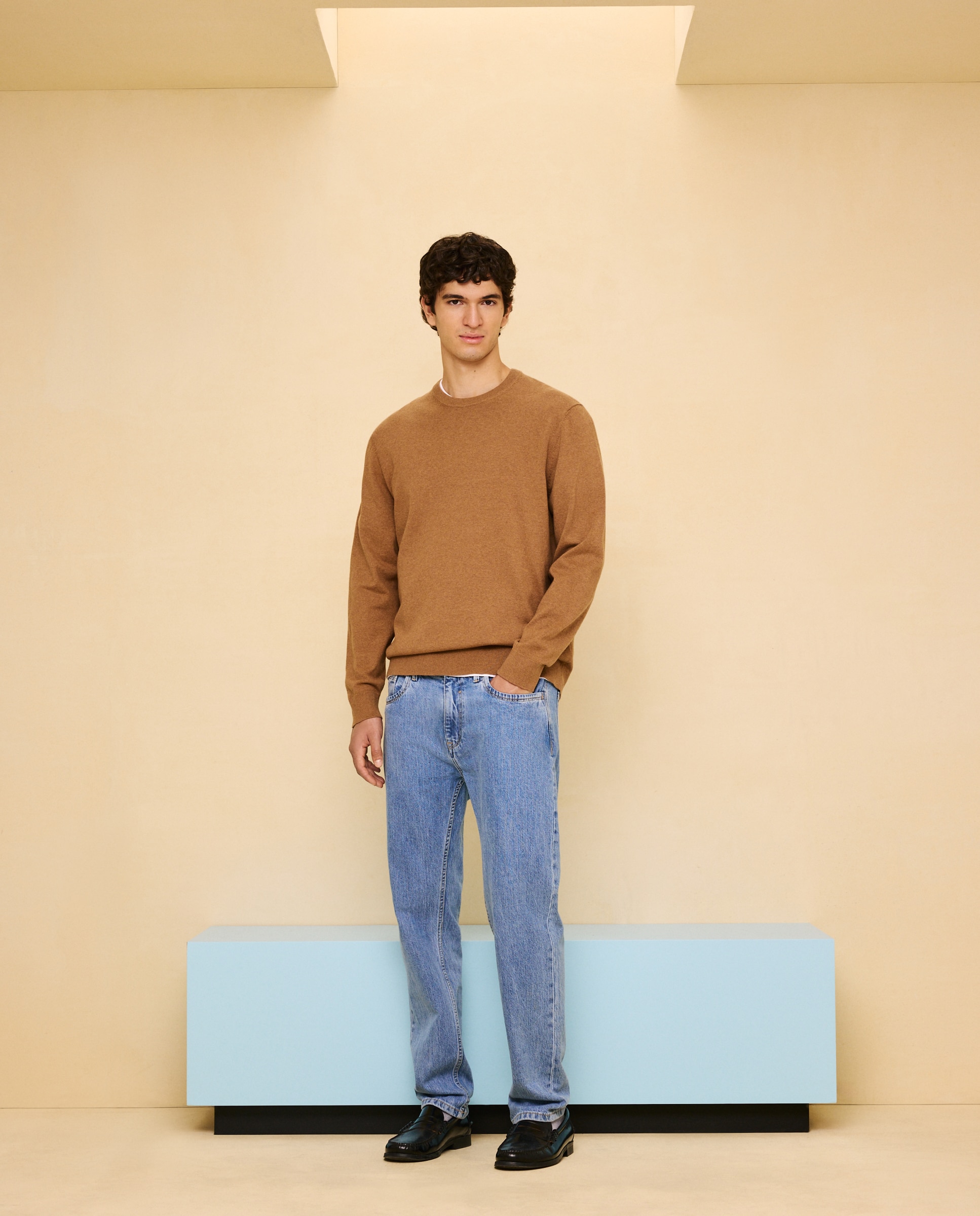 Jersey liso cuello redondo de hombre - Easy Wear - 730 Camel 730 Camel-1