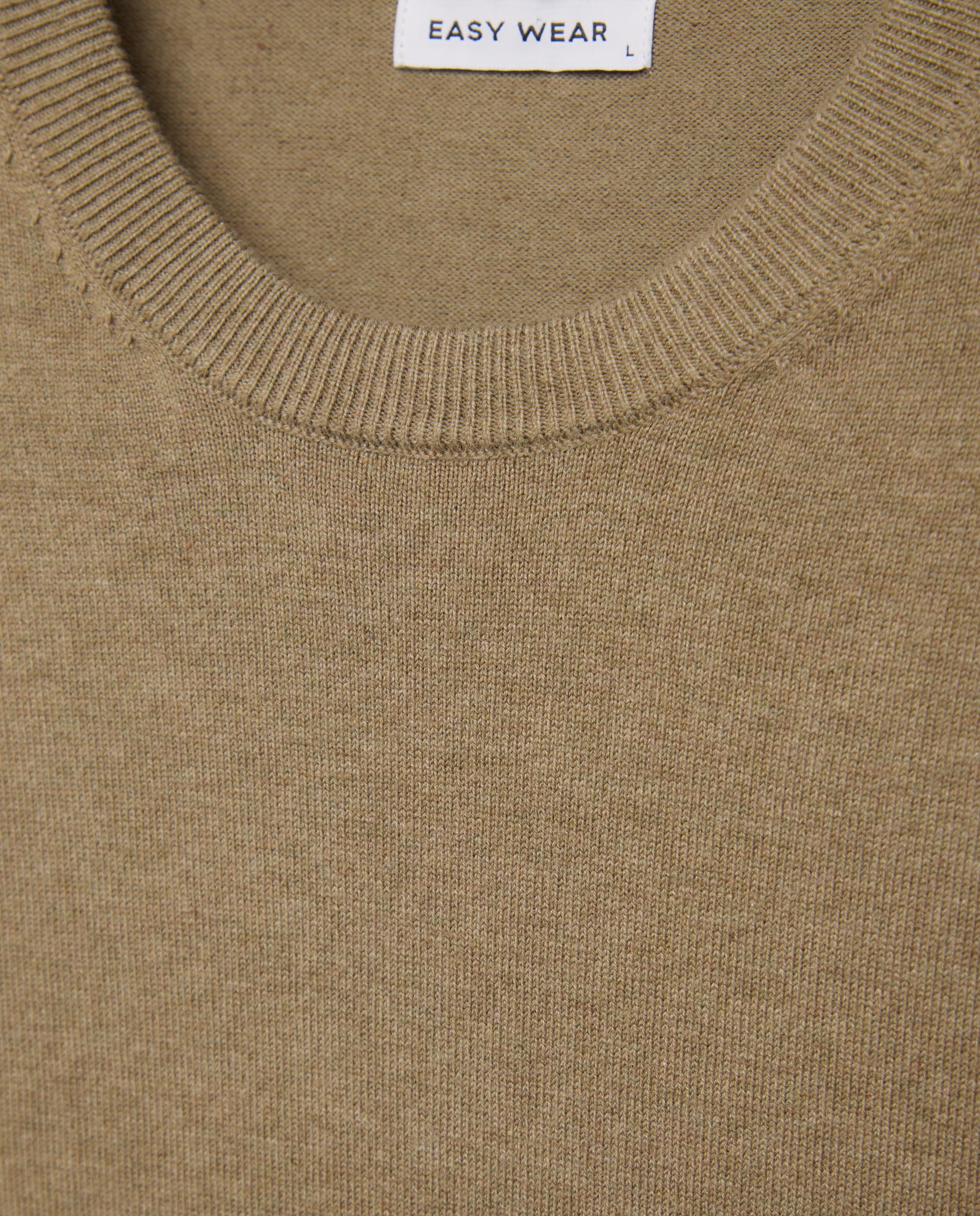 Camisola de Malha Lisa com Gola Redonda 520 Caqui-5