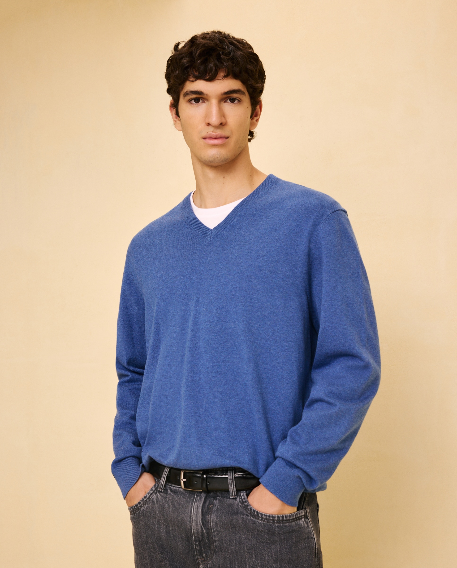 Camisola de Malha Lisa 410 Azul Claro-1