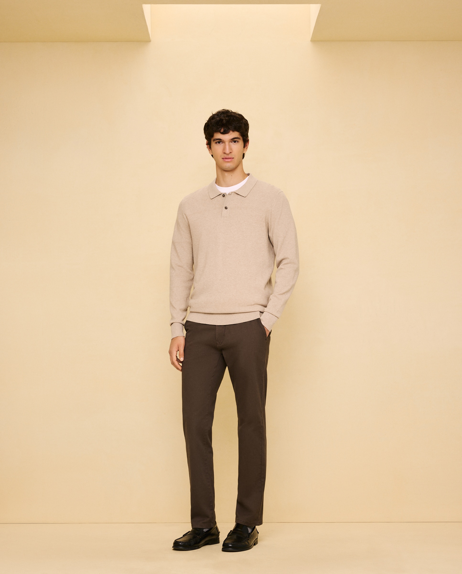 Jersey cuello polo de manga larga de hombre - Easy Wear - 850 Piedra 850 Piedra-1