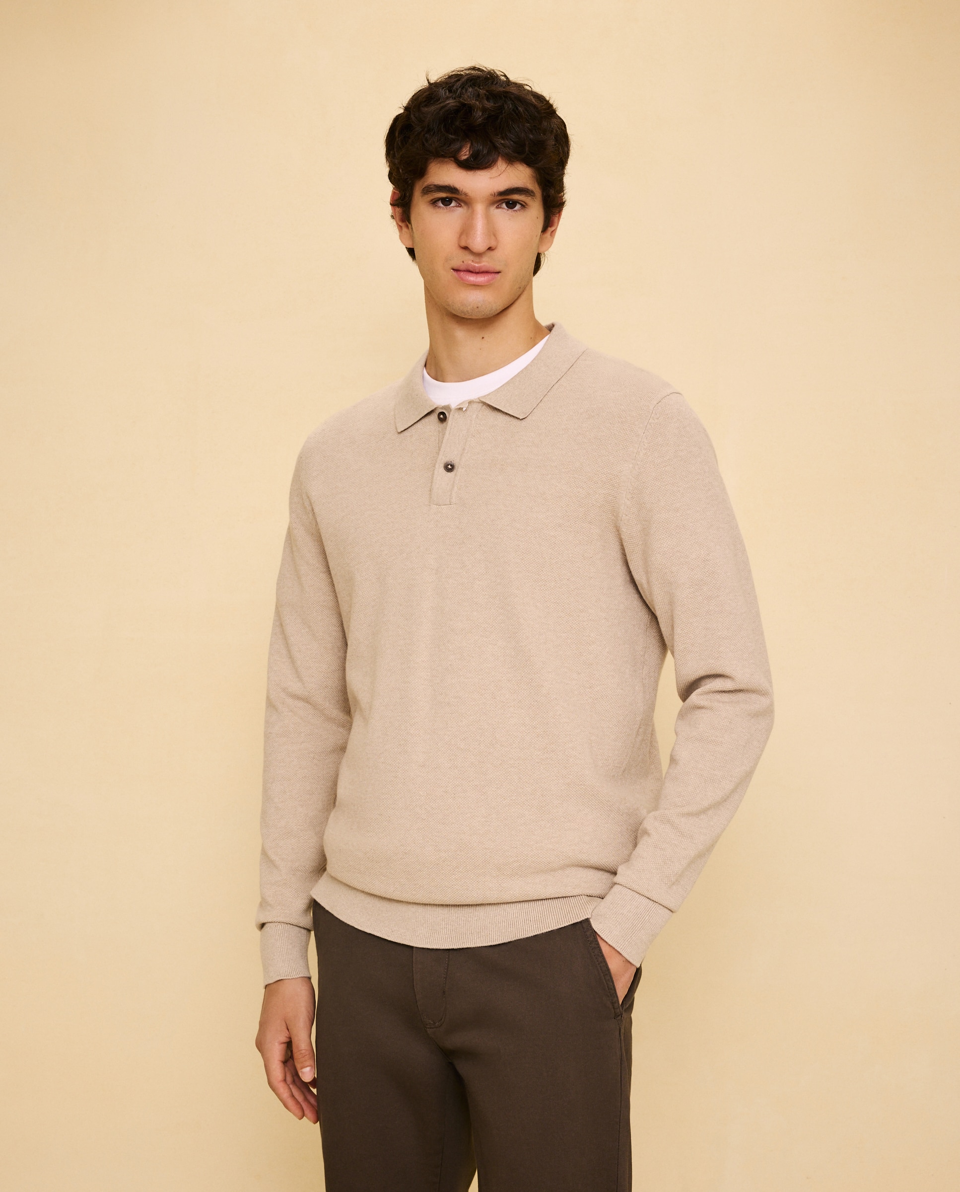 Jersey cuello polo de manga larga de hombre - Easy Wear - 850 Piedra 850 Piedra-2