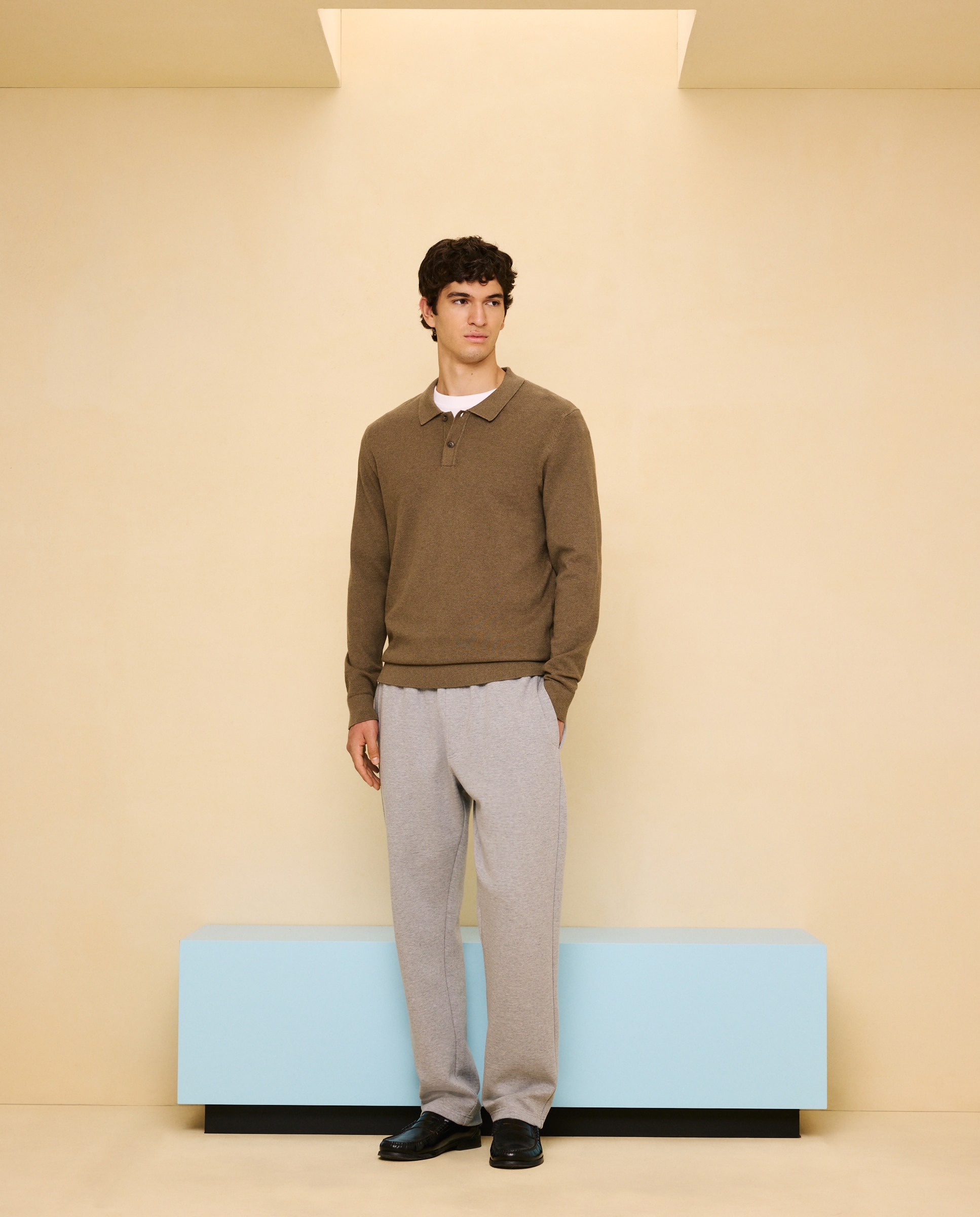 Jersey cuello polo de manga larga de hombre - Easy Wear - 520 Kaki 520 Kaki-2