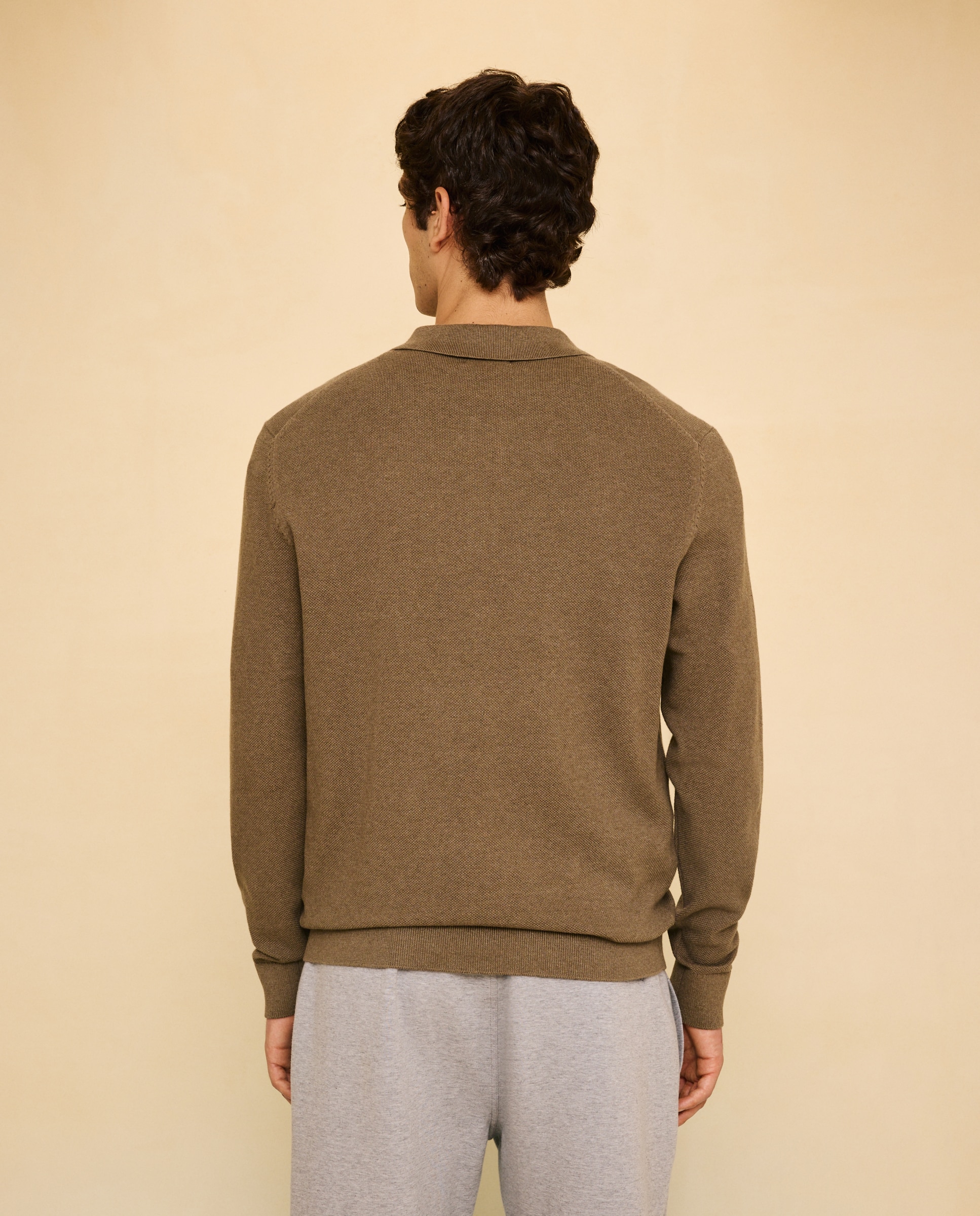 Jersey cuello polo de manga larga de hombre - Easy Wear - 520 Kaki 520 Kaki-3