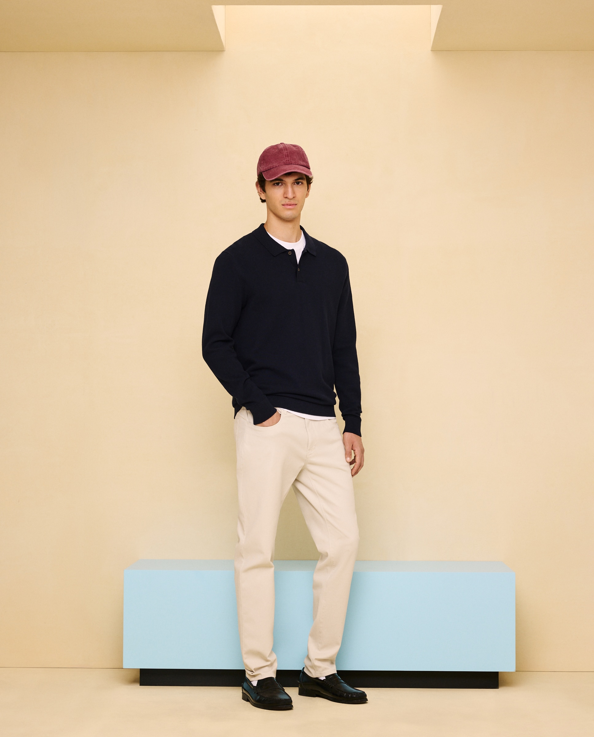 Jersey cuello polo de manga larga de hombre - Easy Wear - Azul marino Azul marino-2
