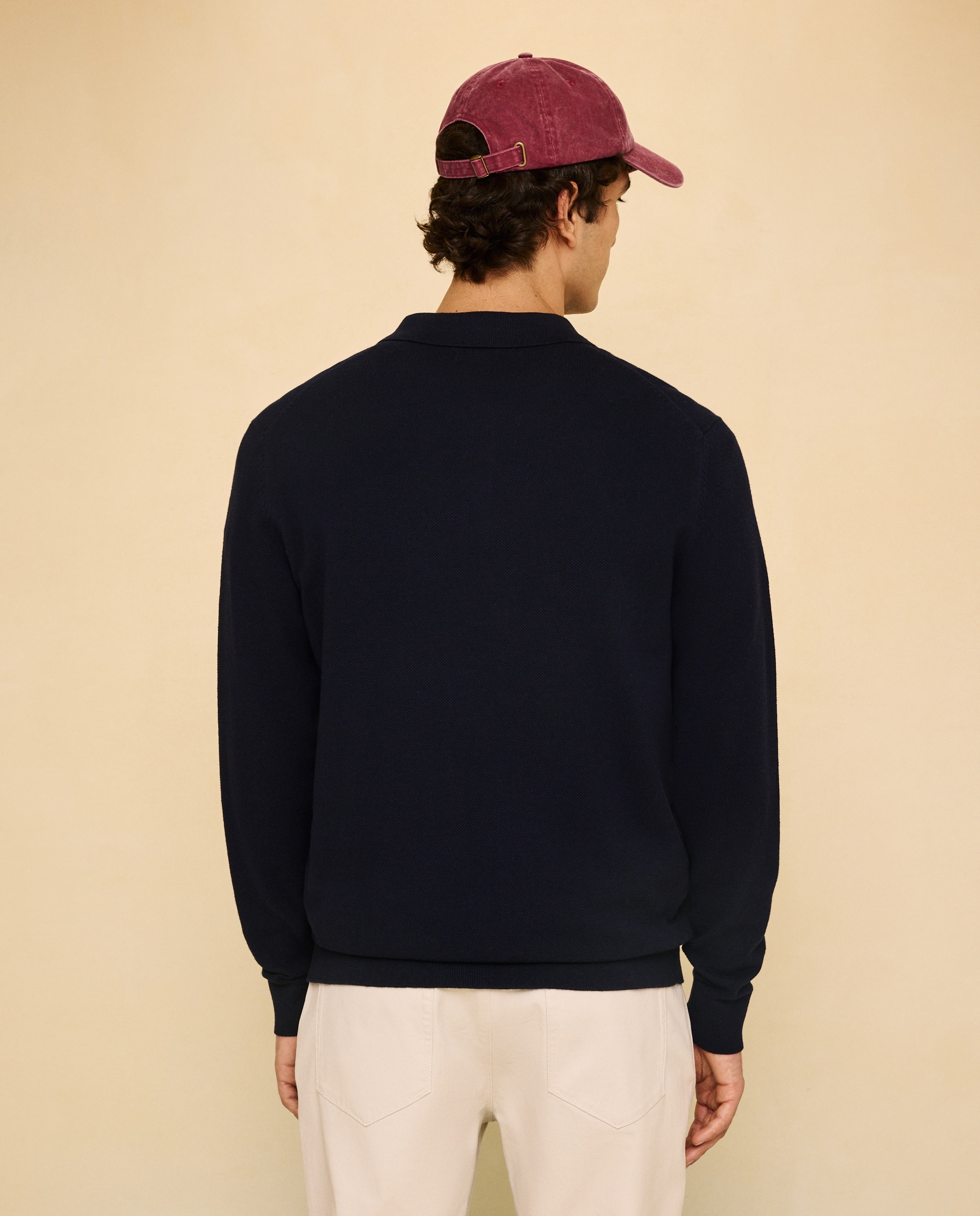 Jersey cuello polo de manga larga de hombre - Easy Wear - Azul marino Azul marino-3