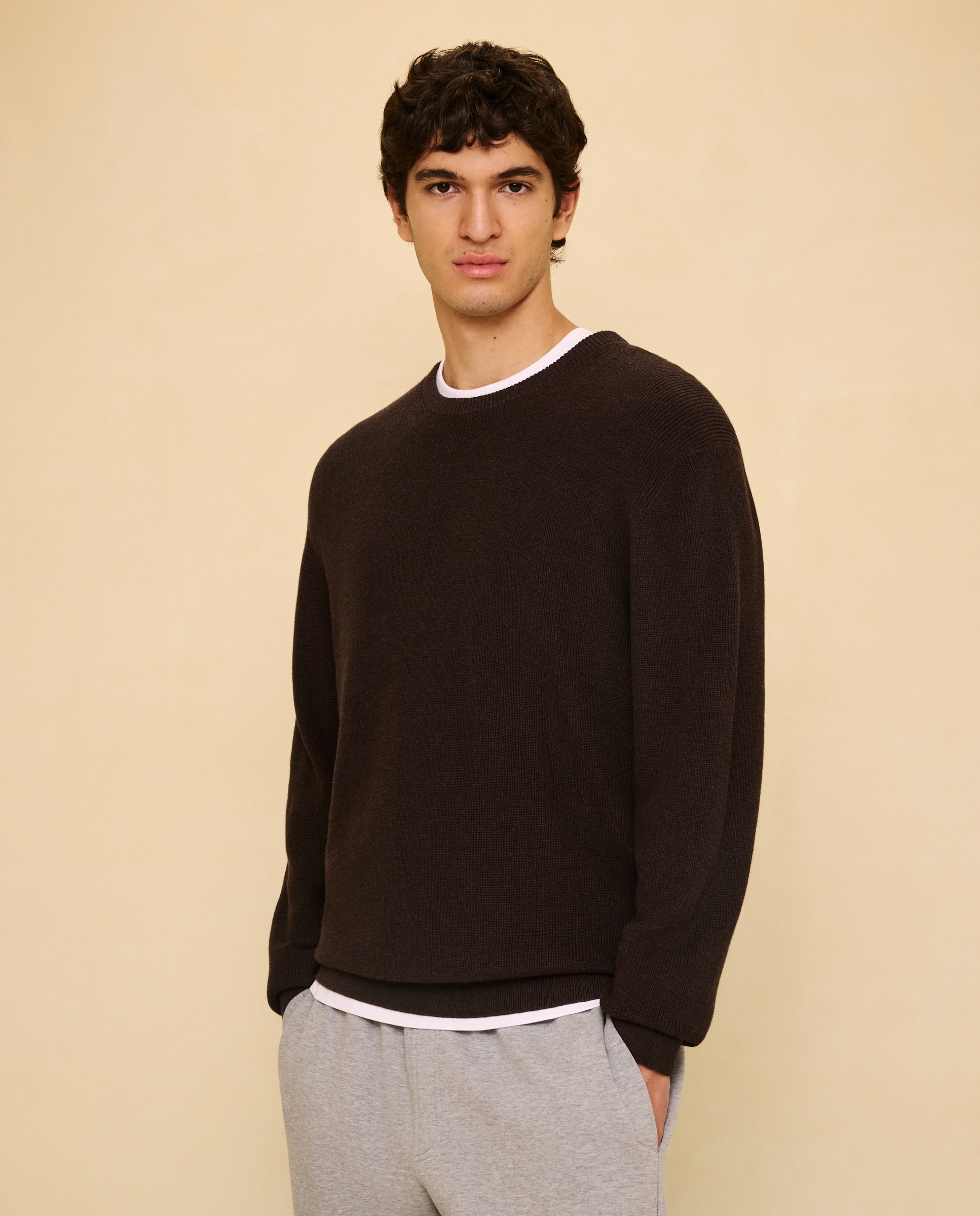 Jersey de cuello caja de hombre - Easy Wear - Chocolate Chocolate-1