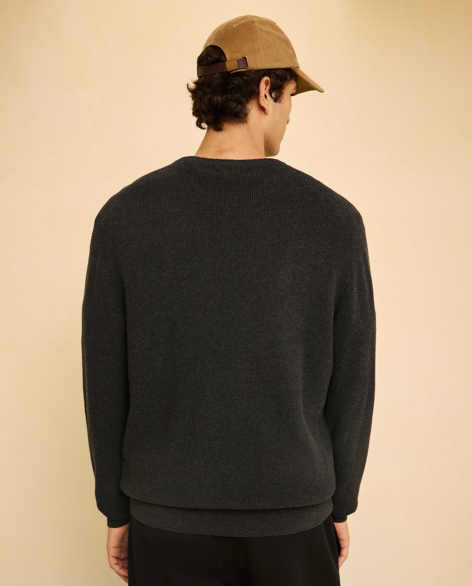 Camisola de Malha com Decote Redondo Bordeaux-3