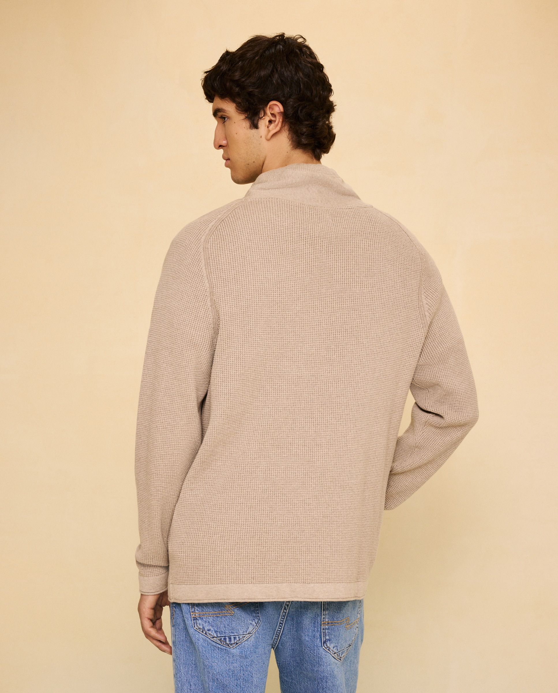 Jersey cuello buzo de hombre - Easy Wear - Tostado Tostado-3