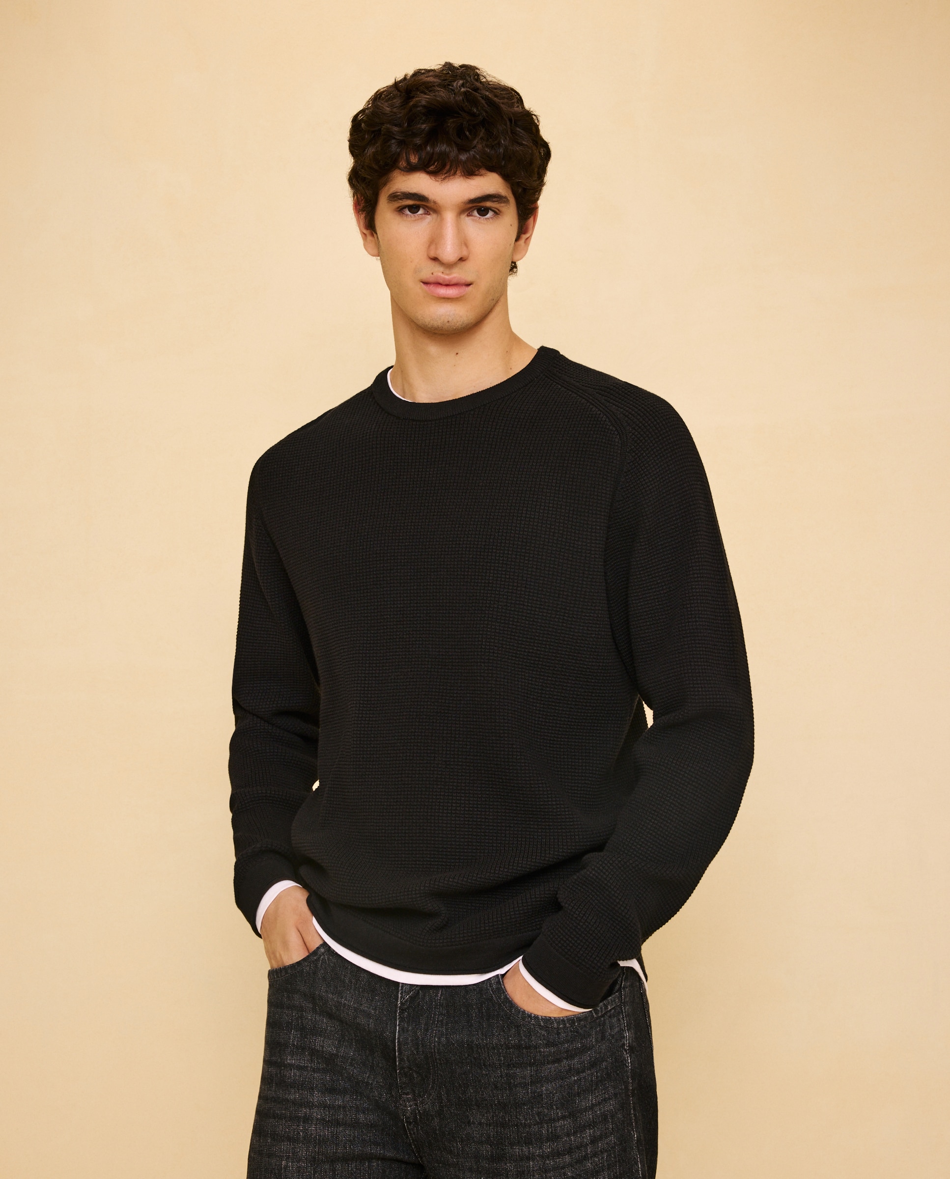 Jersey cuello redondo de hombre - Easy Wear - Negro Negro-1