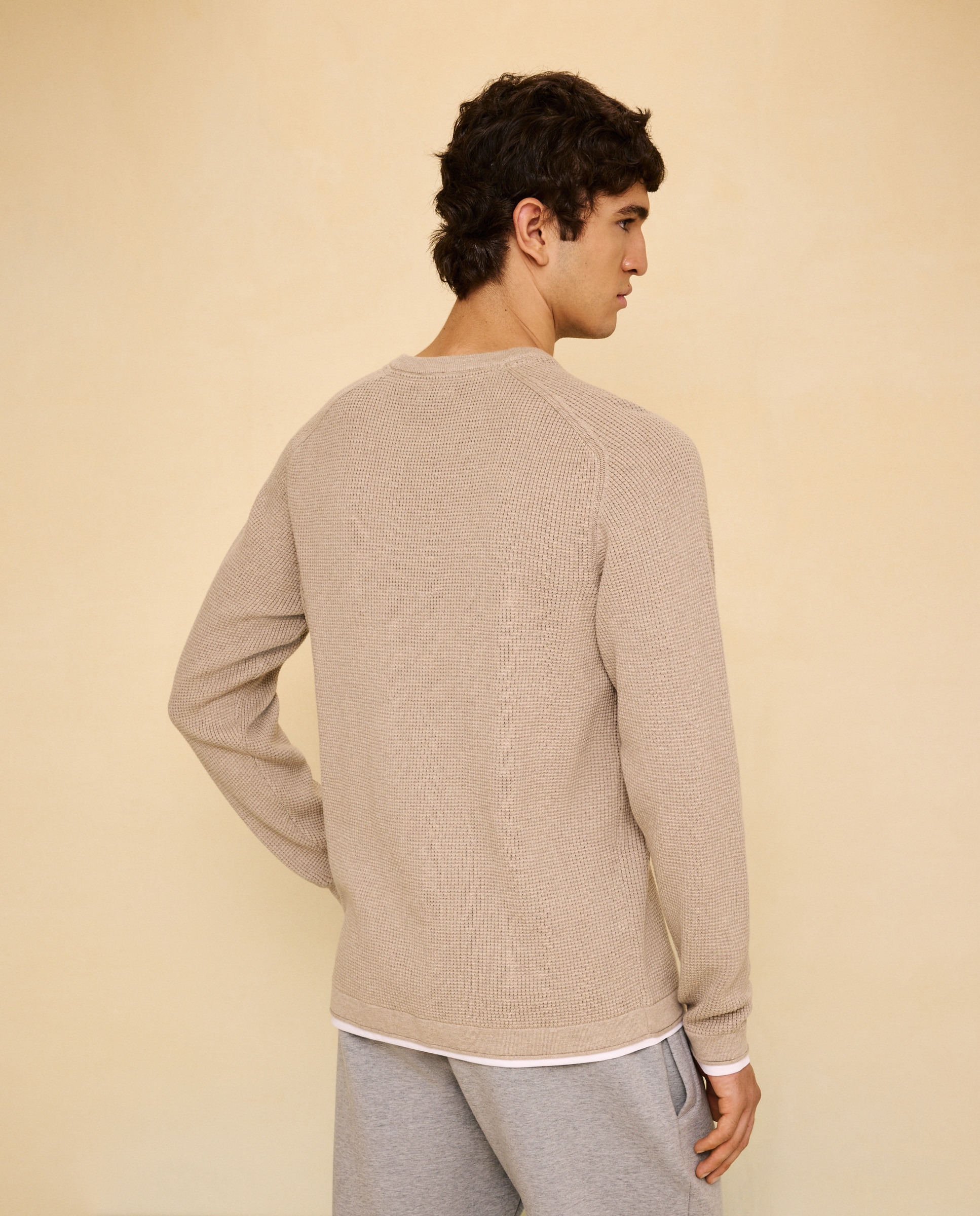 Jersey cuello redondo de hombre - Easy Wear - Tostado Tostado-3