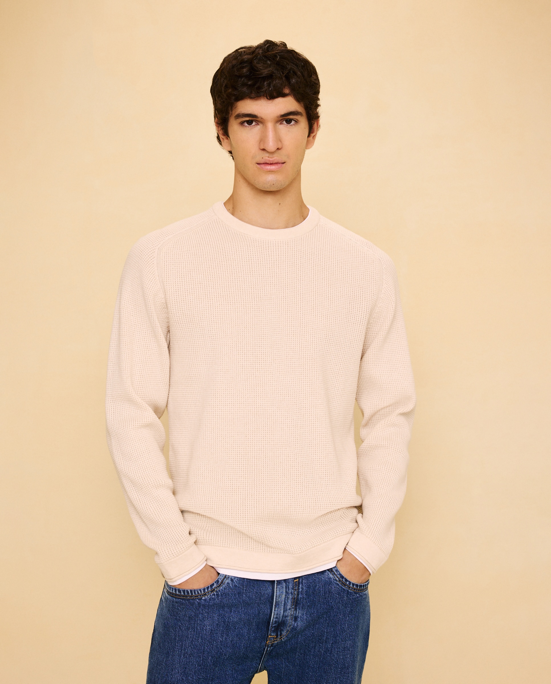 Jersey cuello redondo de hombre - Easy Wear - 120 Crudo 120 Crudo-1