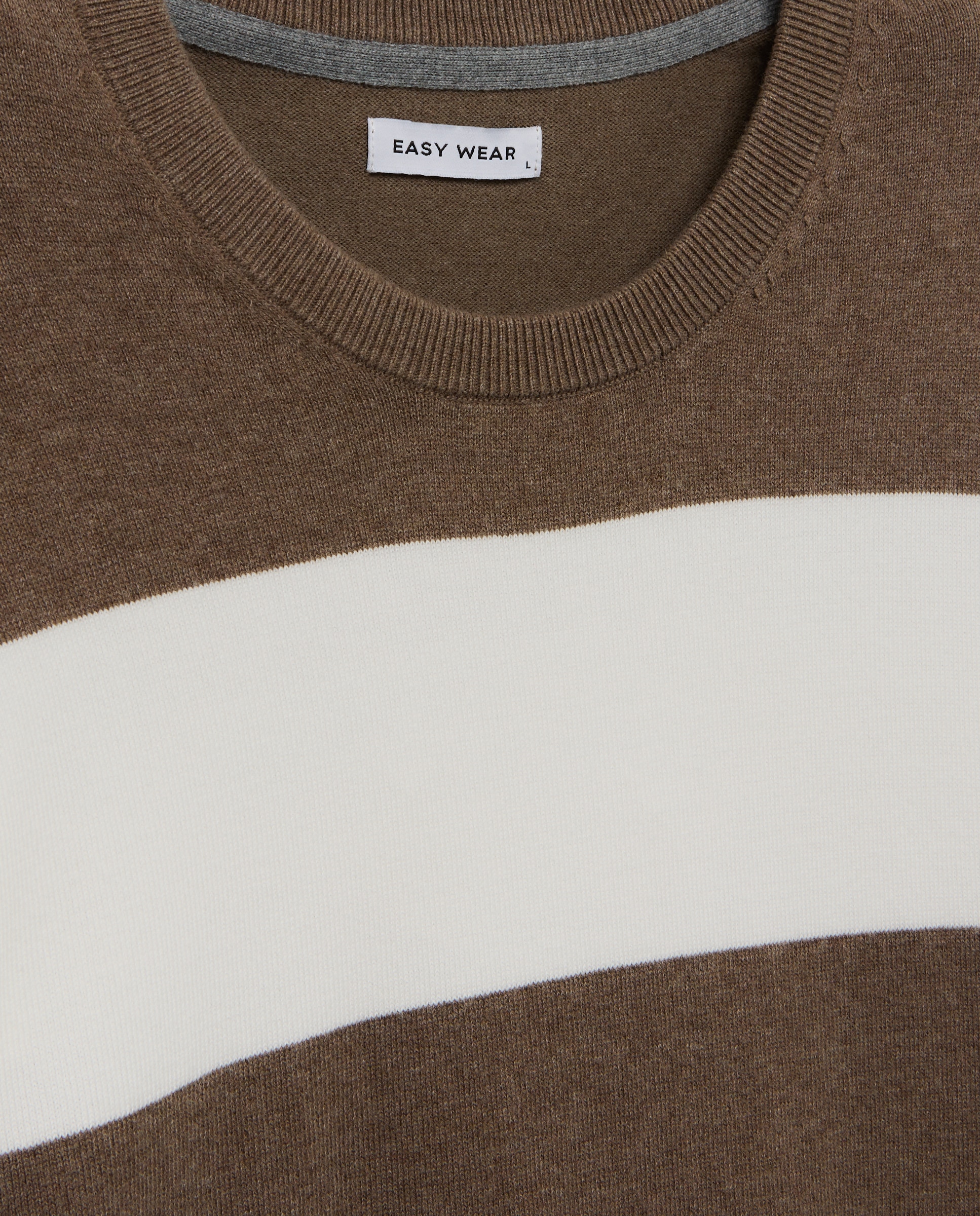 Jersey cuello caja de rayas de hombre - Easy Wear - Tostado Tostado-5