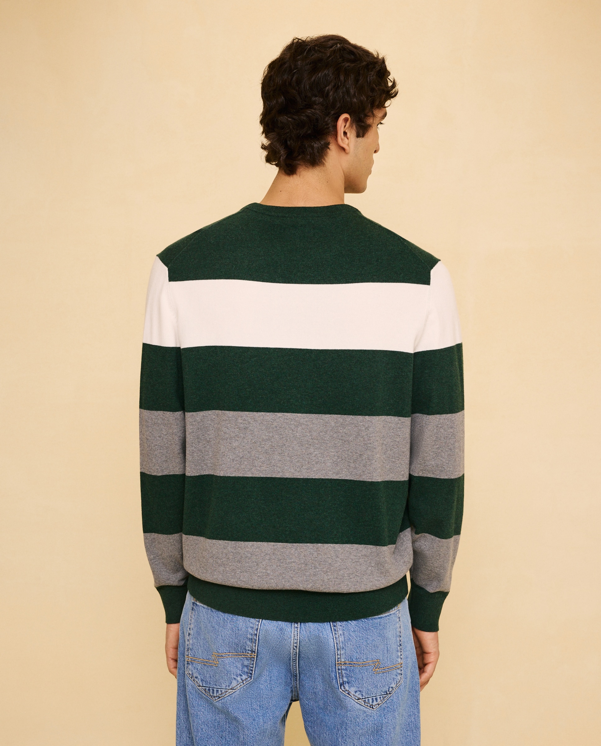 Jersey cuello caja de rayas de hombre - Easy Wear - Negro Negro-3