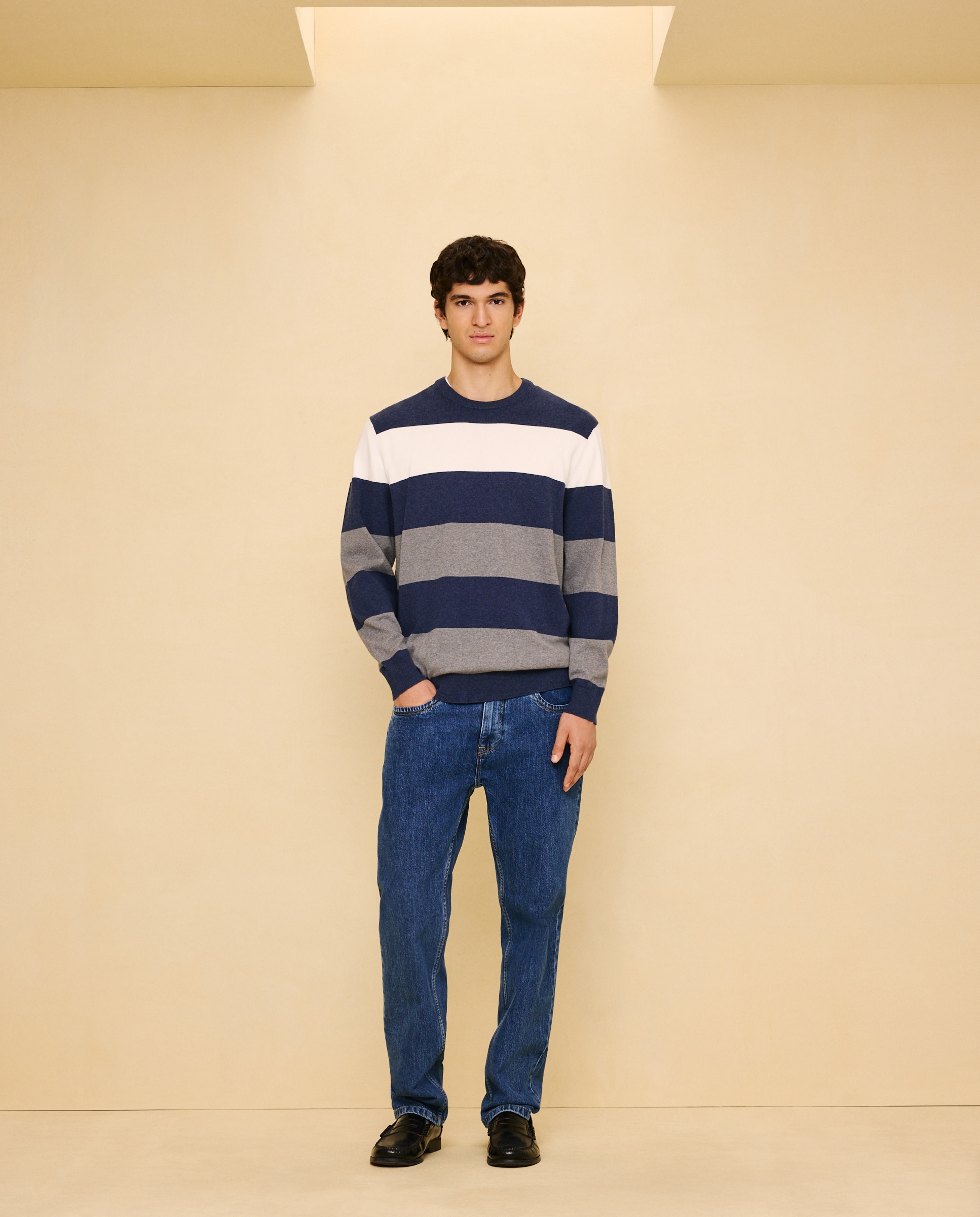Jersey cuello caja de rayas de hombre - Easy Wear - 471 Índigo 471 Índigo-2