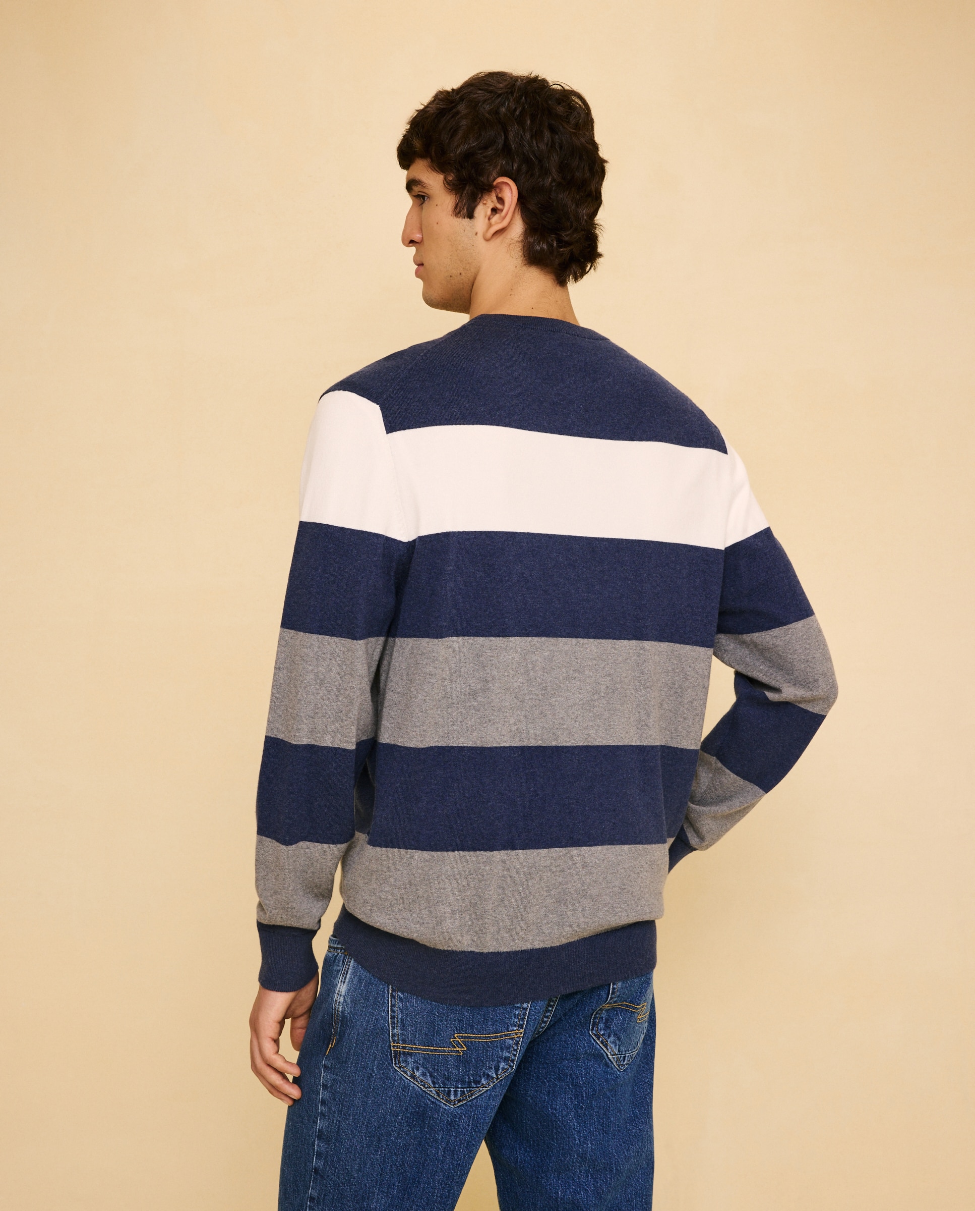 Jersey cuello caja de rayas de hombre - Easy Wear - 471 Índigo 471 Índigo-3