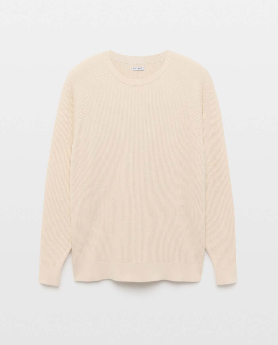 Imagen 0 de Jersey de canalé de cuello caja de hombre Beige