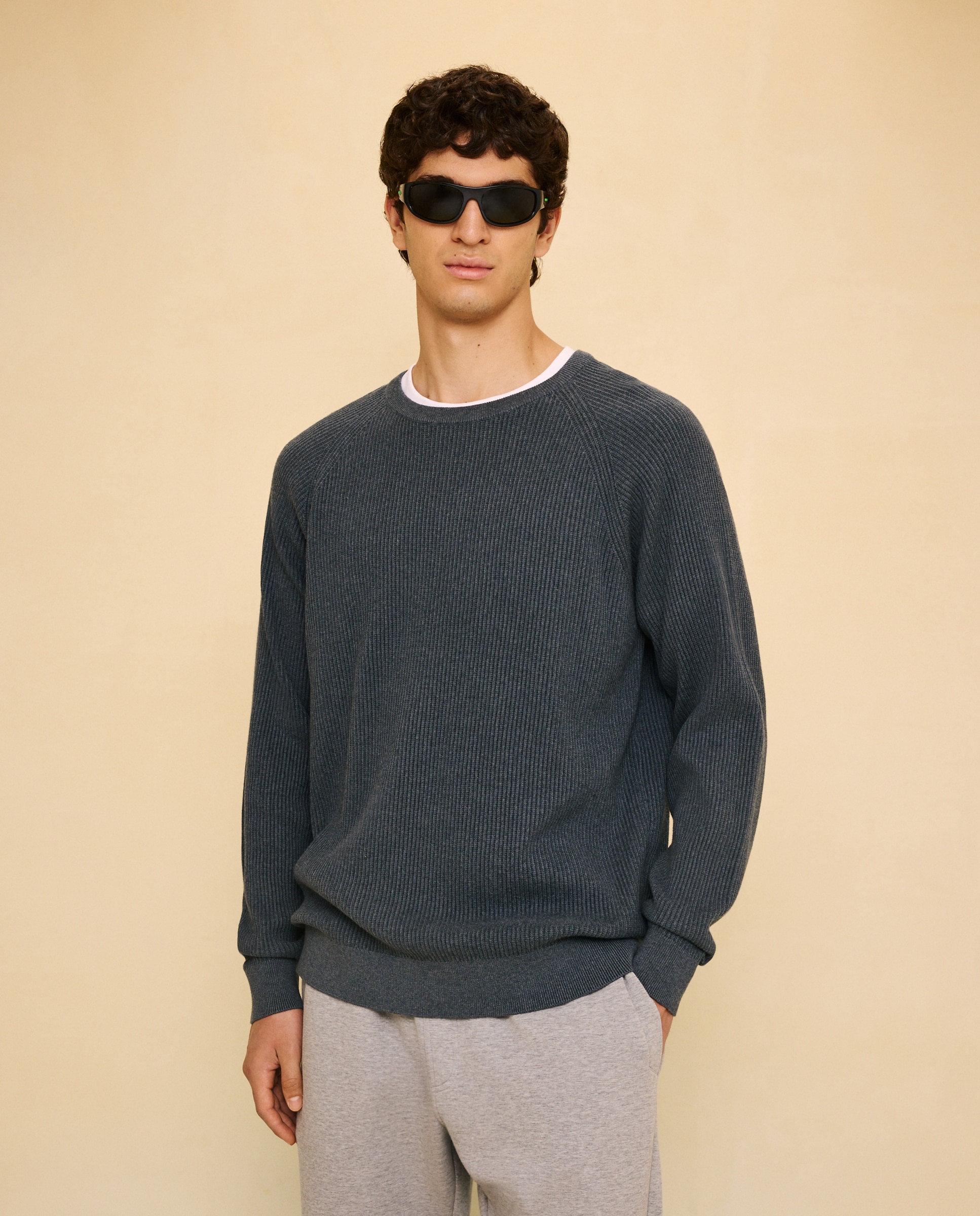 Jersey de canalé de cuello caja de hombre - Easy Wear - 400 Azul 400 Azul-1