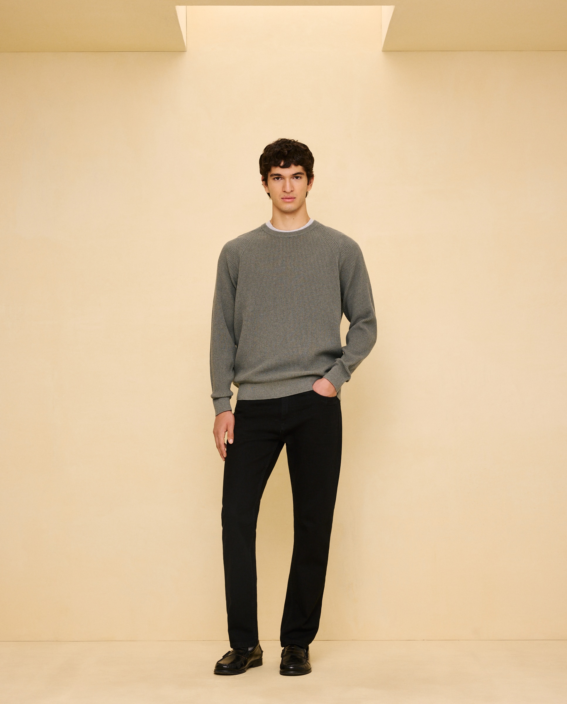 Jersey de canalé de cuello caja de hombre - Easy Wear - Verde Verde-2