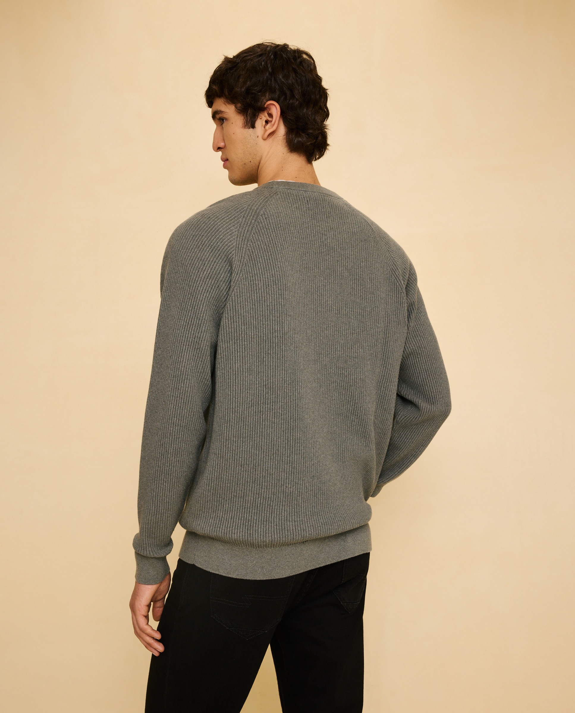 Jersey de canalé de cuello caja de hombre - Easy Wear - Verde Verde-3